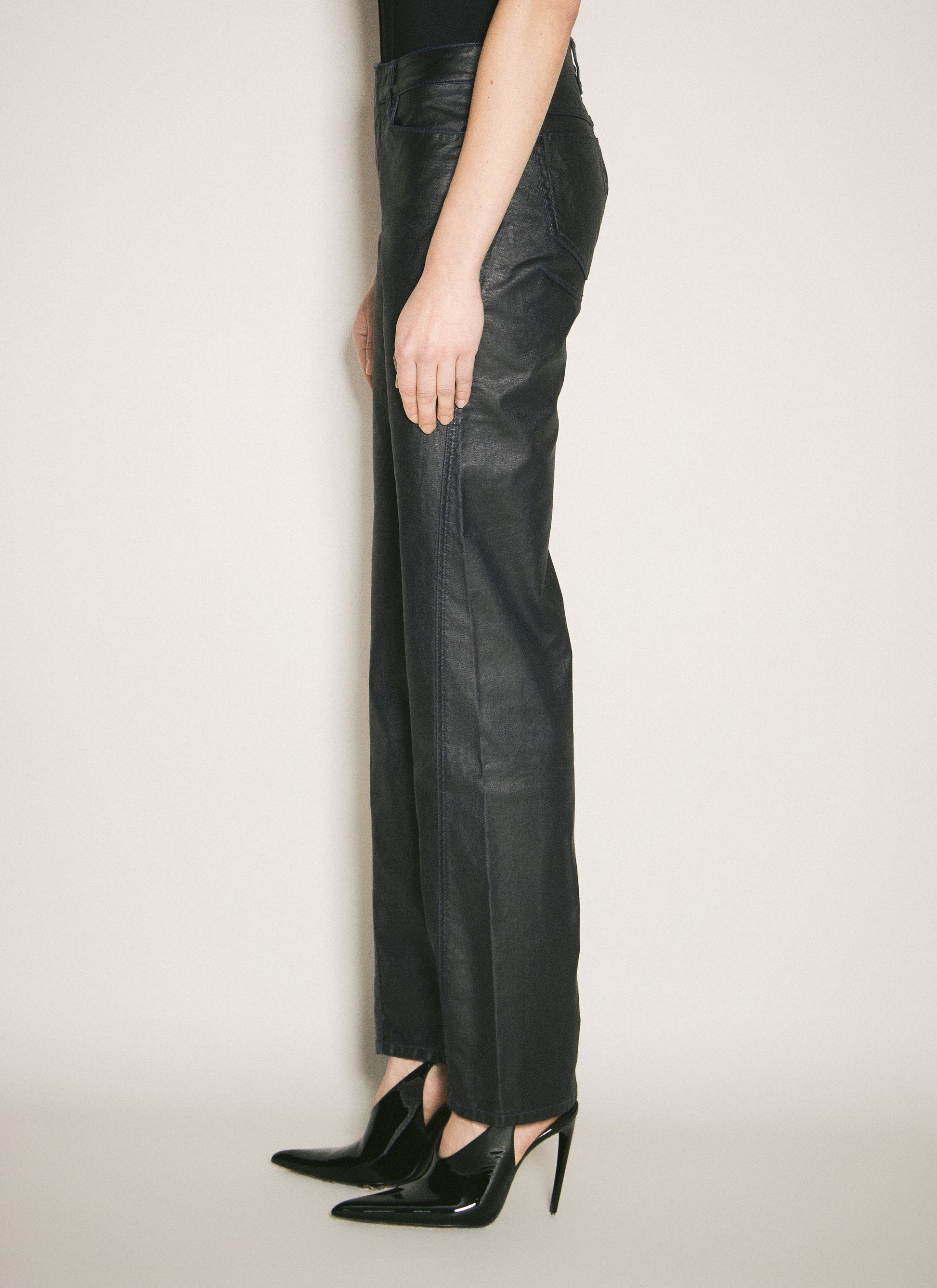 Mugler Women Waxed Straight Leg Pants MUGLER
