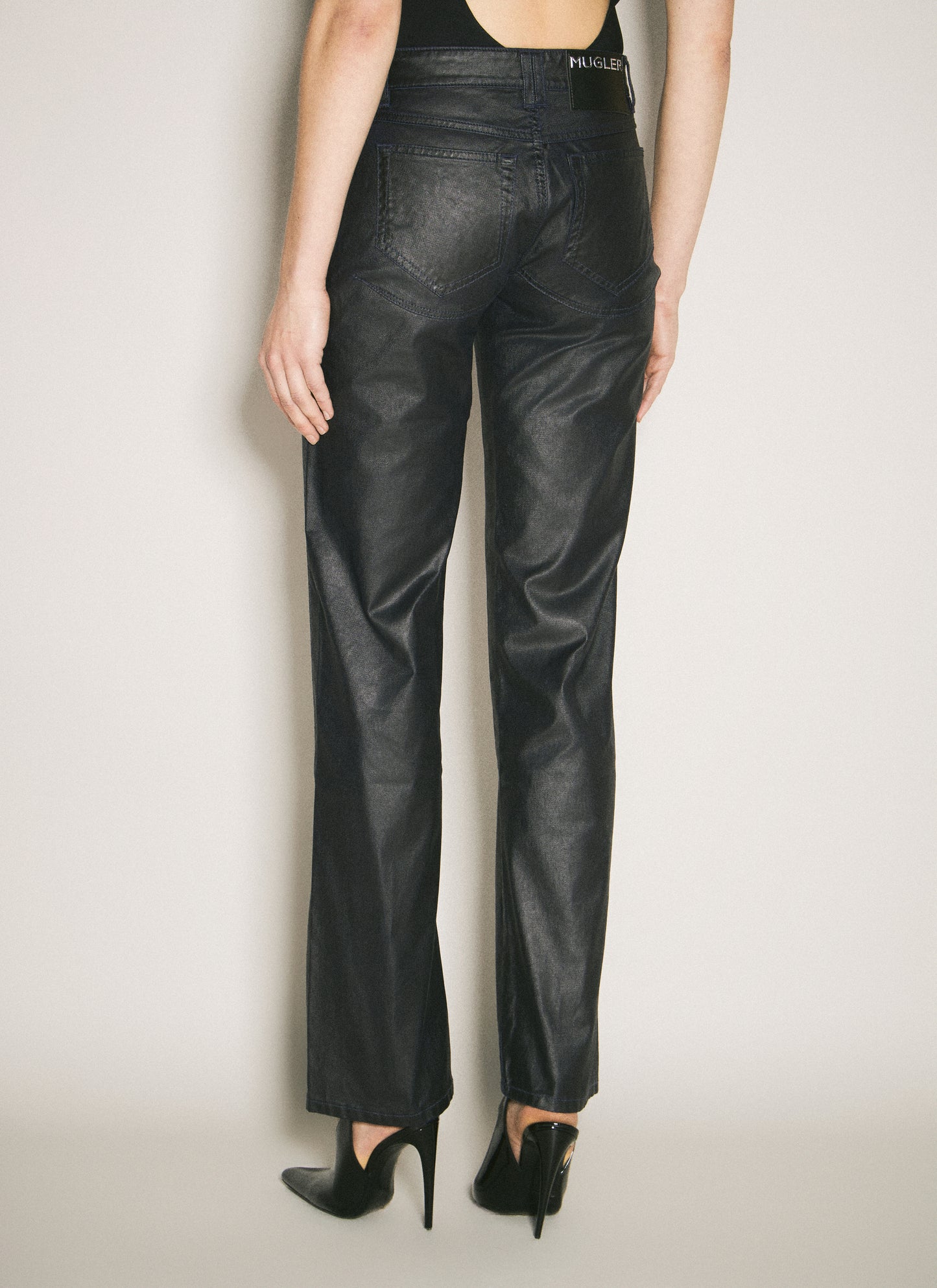 Mugler Women Waxed Straight Leg Pants MUGLER