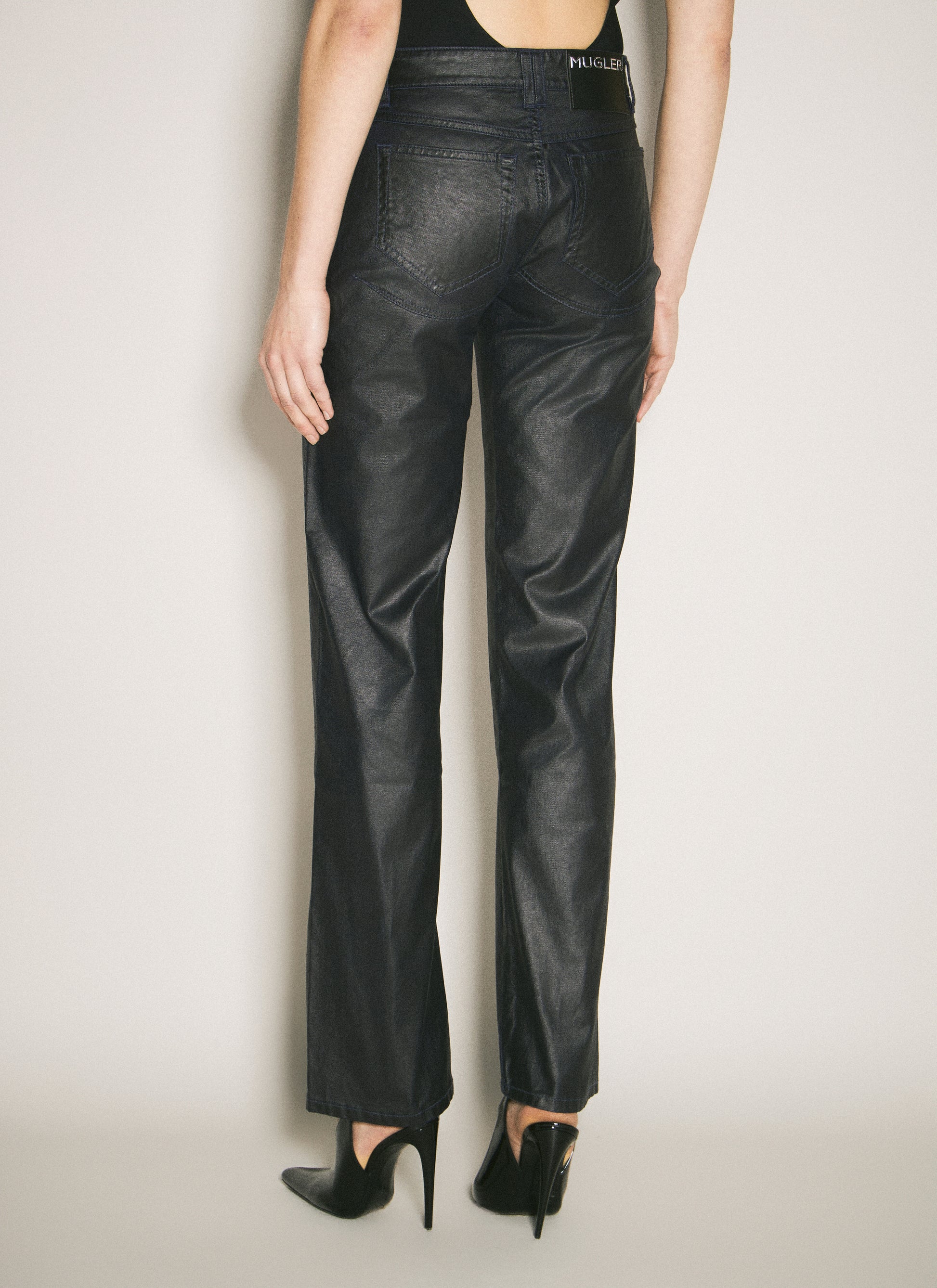 Mugler Women Waxed Straight Leg Pants MUGLER