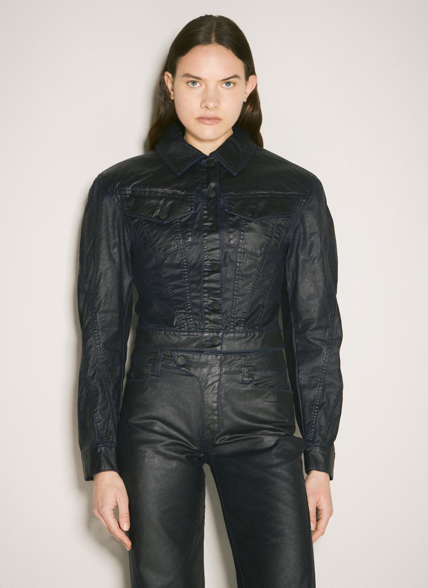 Mugler Women Waxed Denim Jacket MUGLER