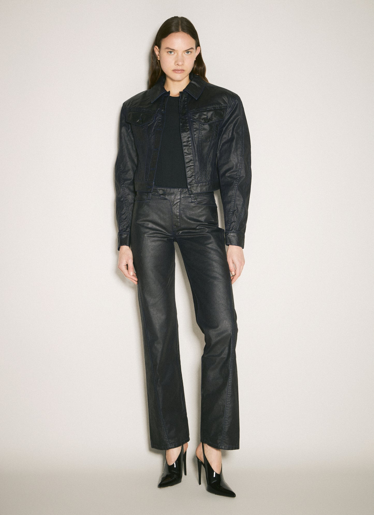 Mugler Women Waxed Denim Jacket MUGLER