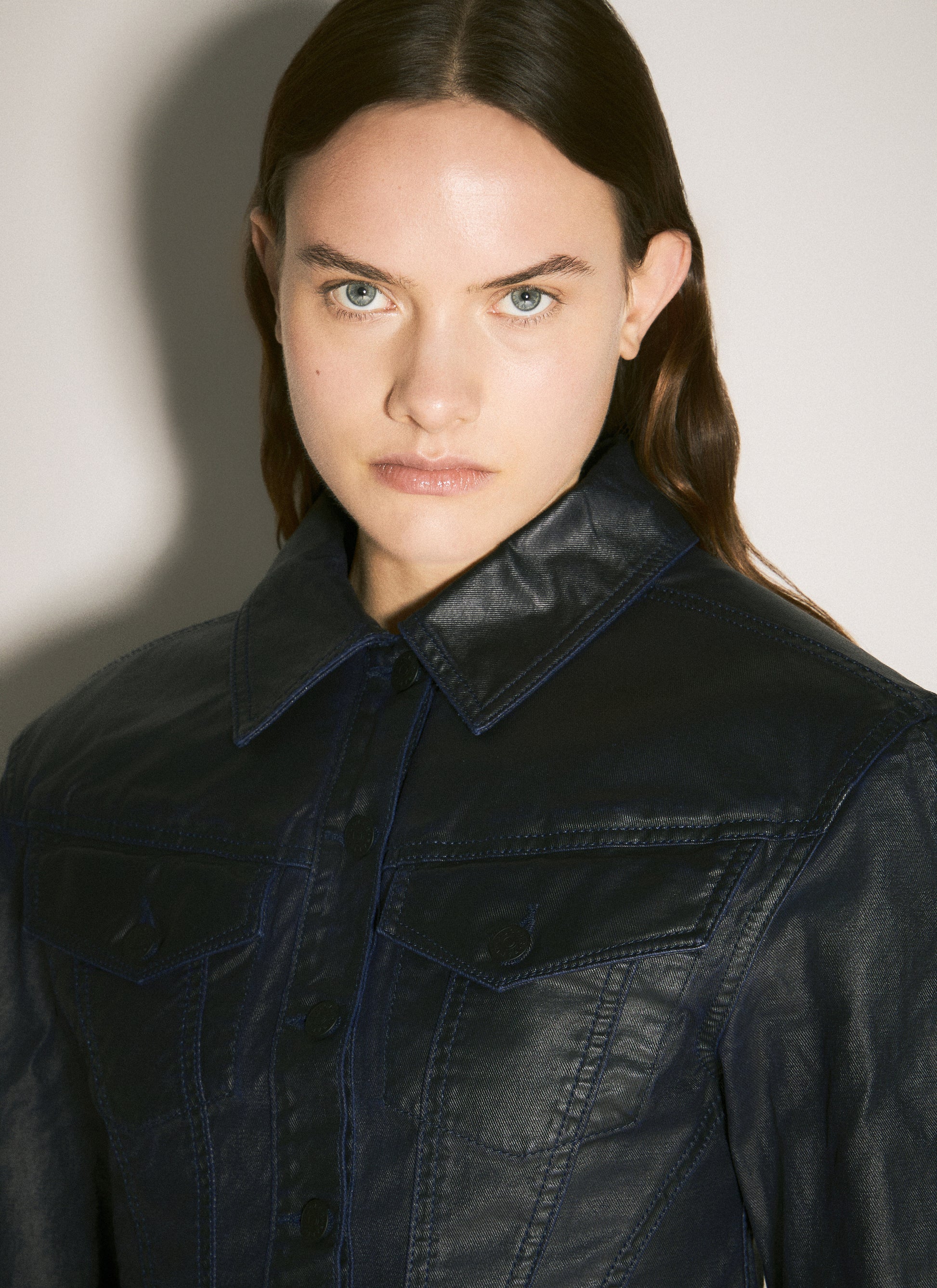 Mugler Women Waxed Denim Jacket MUGLER