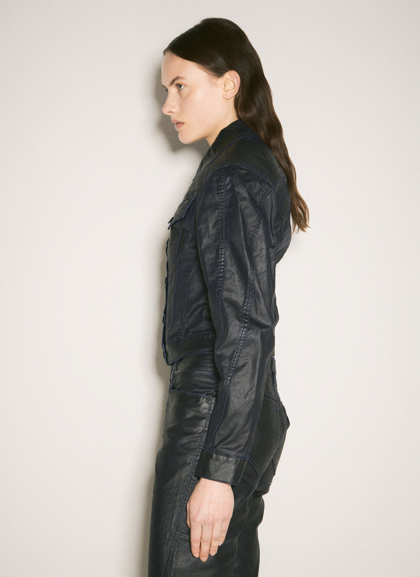 Mugler Women Waxed Denim Jacket MUGLER