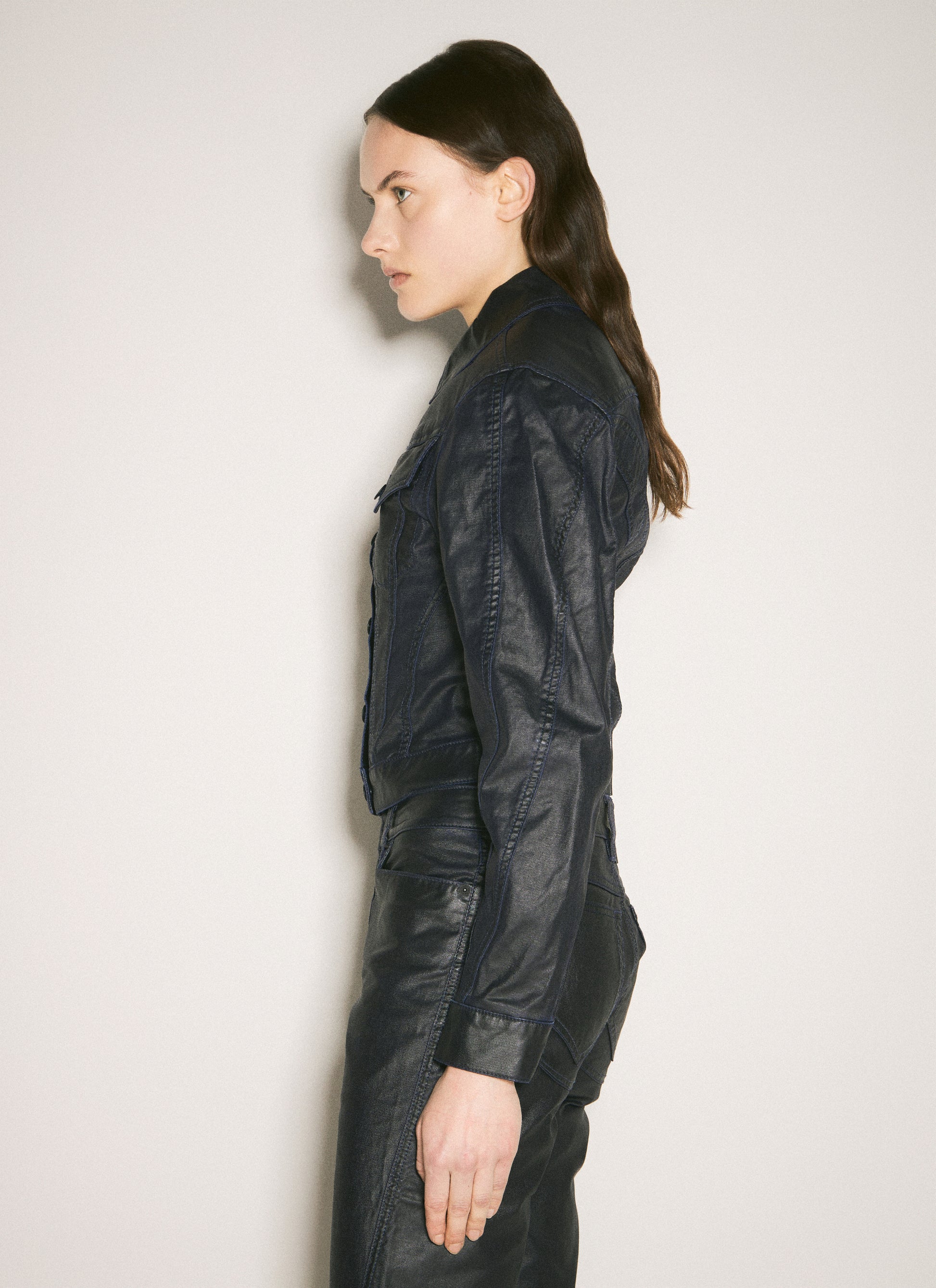 Mugler Women Waxed Denim Jacket MUGLER