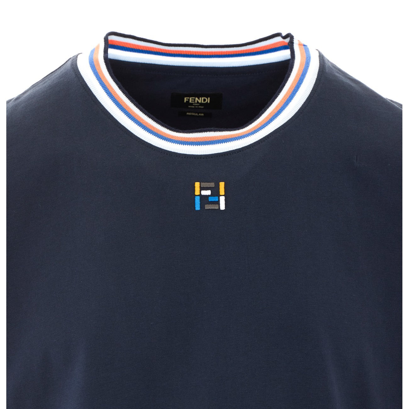 Fendi Men Multicolor Stripes And Ff Logo T-Shirt FENDI