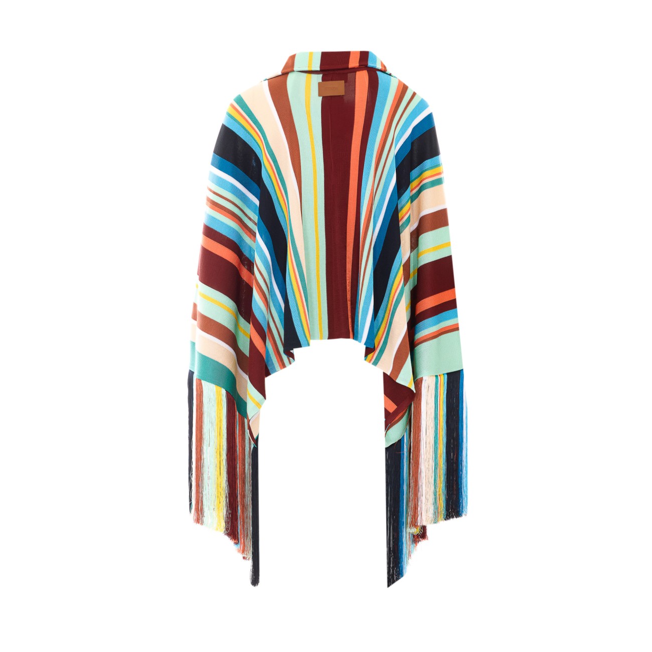 Fendi Women Multicolor Stripes Poncho With Fendi Patch FENDI
