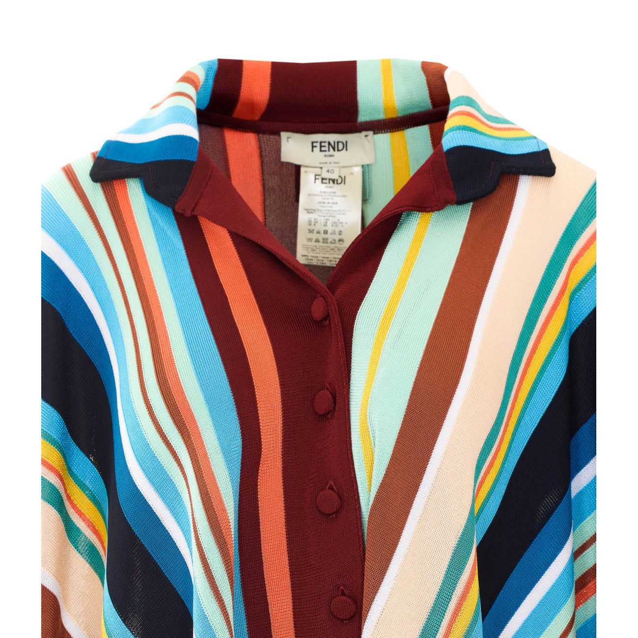Fendi Women Multicolor Stripes Poncho With Fendi Patch FENDI