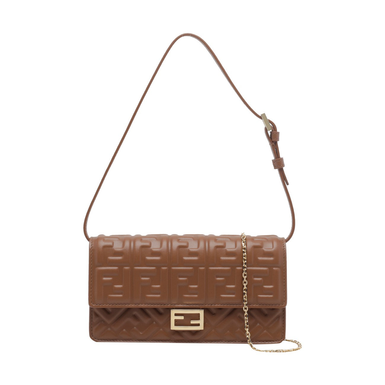 Fendi Women Nappa Sellier Baguette Wallet On Chain With Ff Motif FENDI