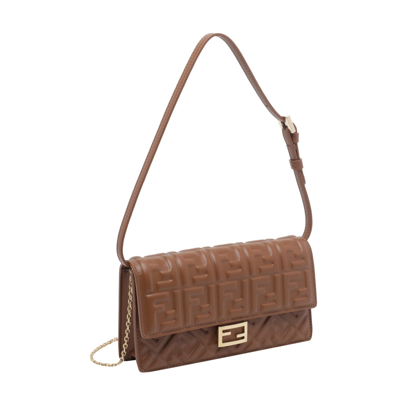 Fendi Women Nappa Sellier Baguette Wallet On Chain With Ff Motif FENDI