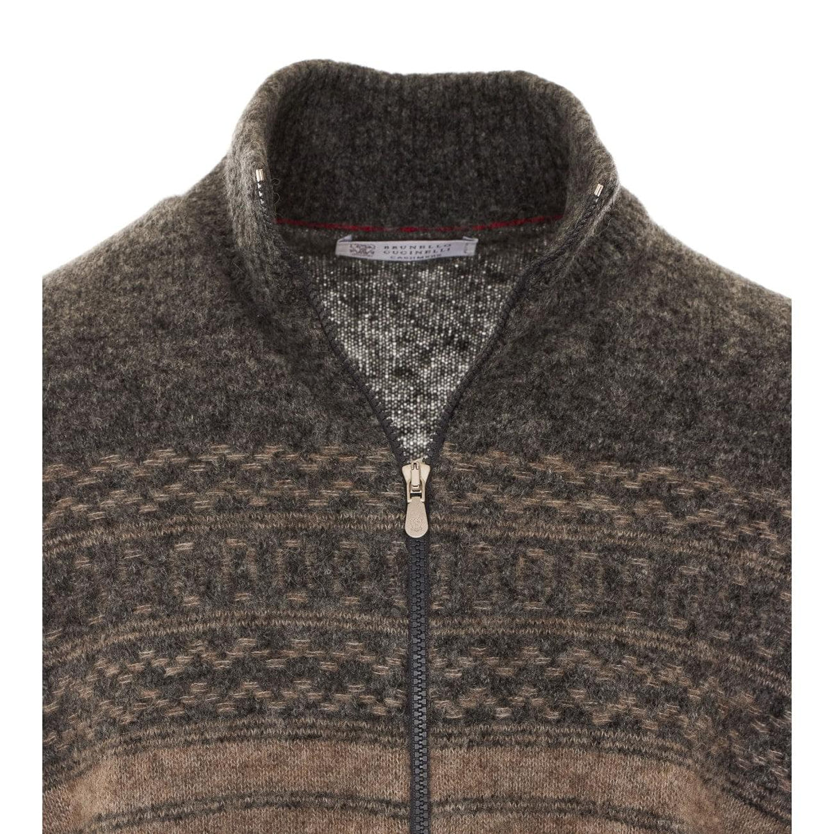 Brunello Cucinelli Men Nordic Jacquard High Neck Caridgan BRUNELLO CUCINELLI