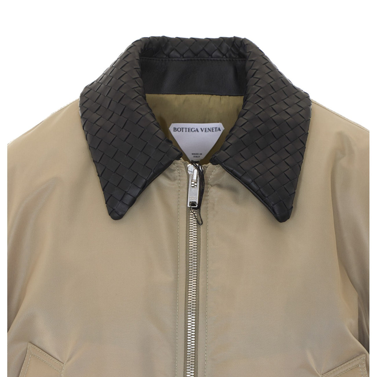 Bottega Veneta Women Nylon Satin Jacket With Intrecciato Collar BOTTEGA VENETA