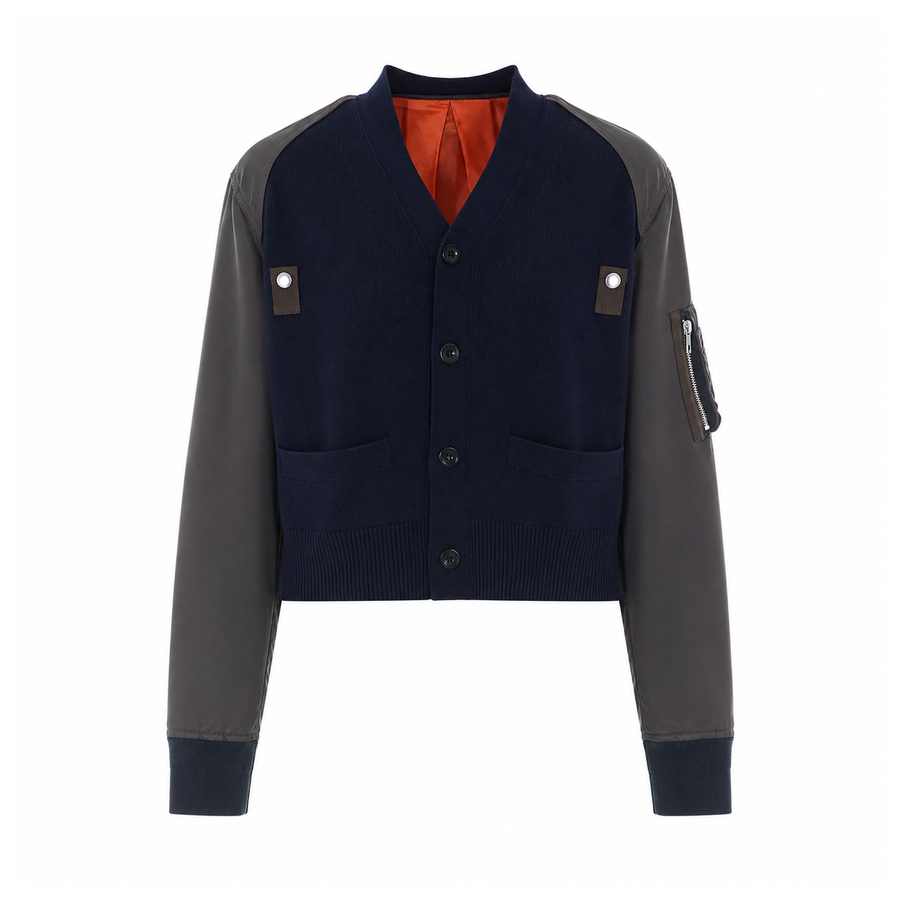 Sacai Women Nylon Twill X Cotton Knit Cardigan SACAI