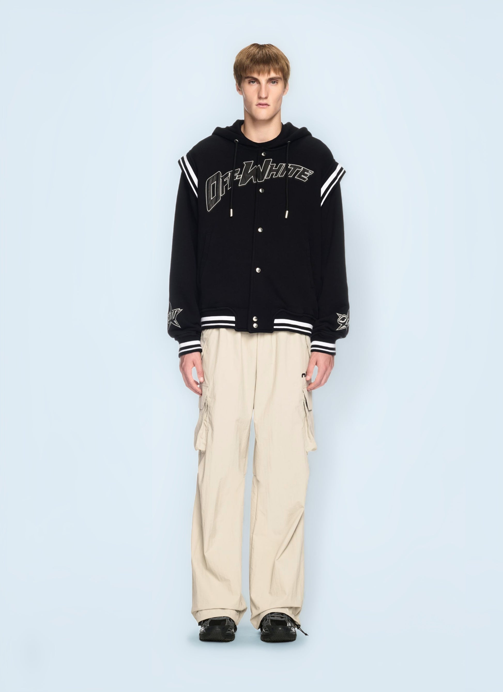 Off White Men Fleece 00 Varsity Hooded Jacket OFF-WHITE