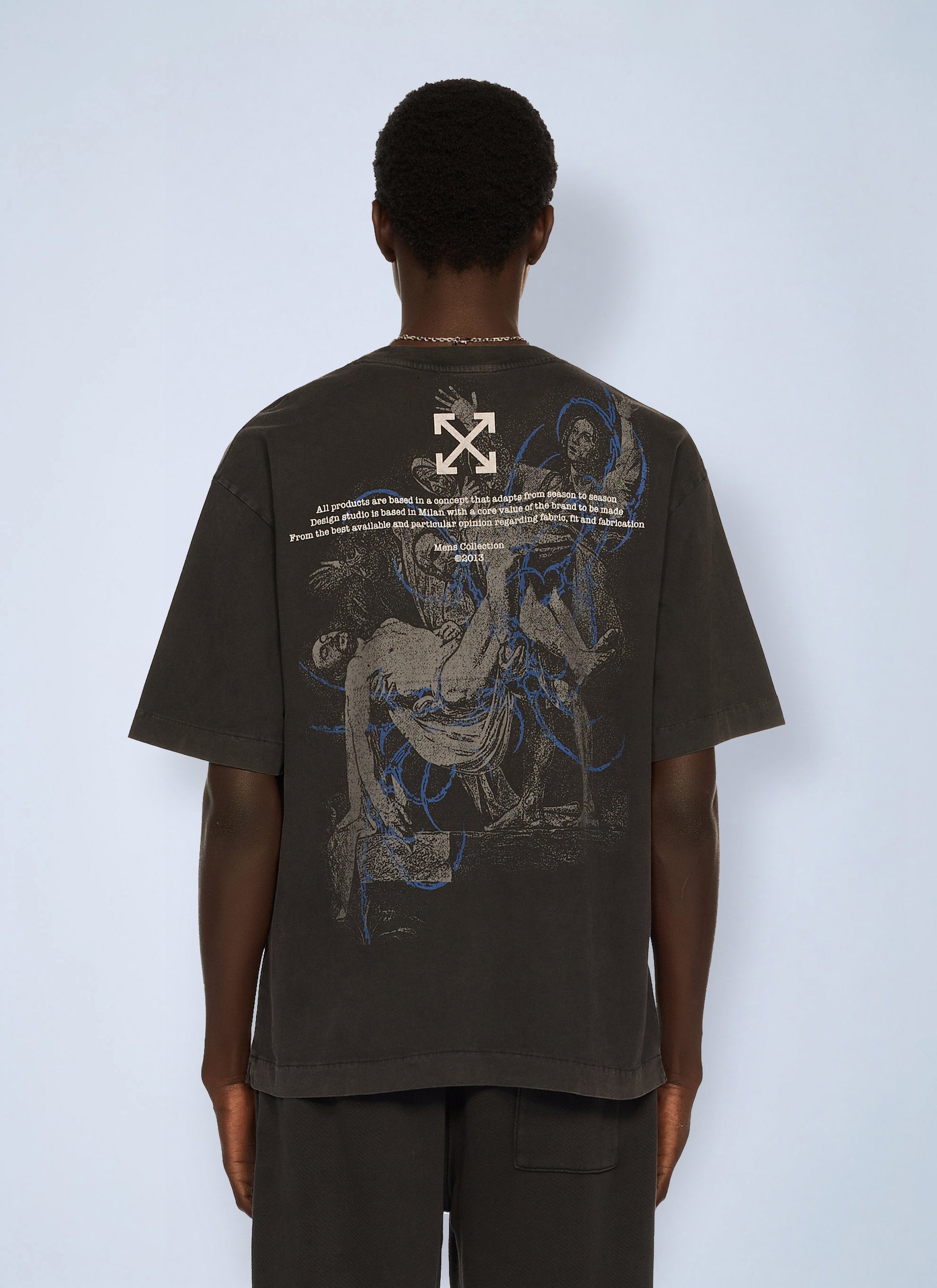 Off-White Men Faded Painting Skate Logo T-Shirt OFF-WHITE