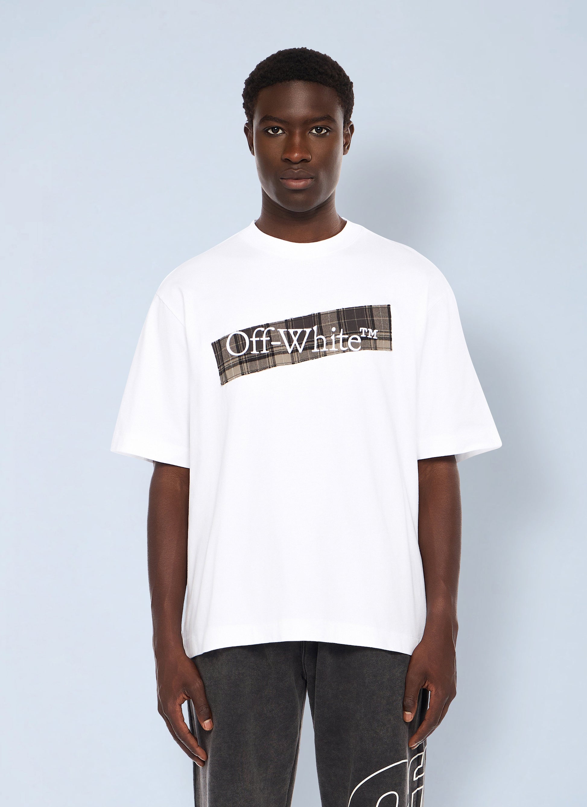 Off-White Men Flannel Diagonal Skate Logo T-Shirt OFF-WHITE