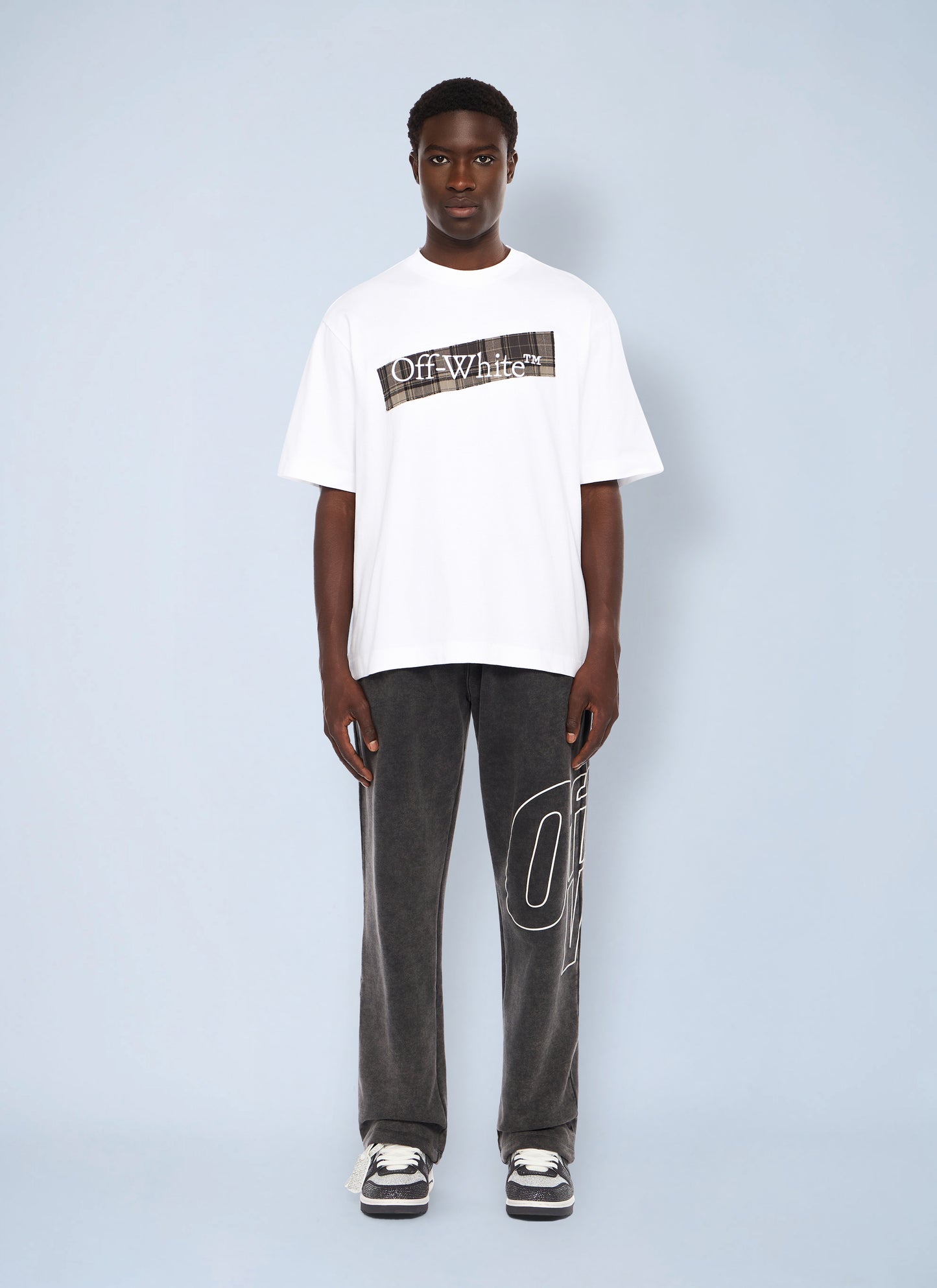 Off-White Men Flannel Diagonal Skate Logo T-Shirt OFF-WHITE