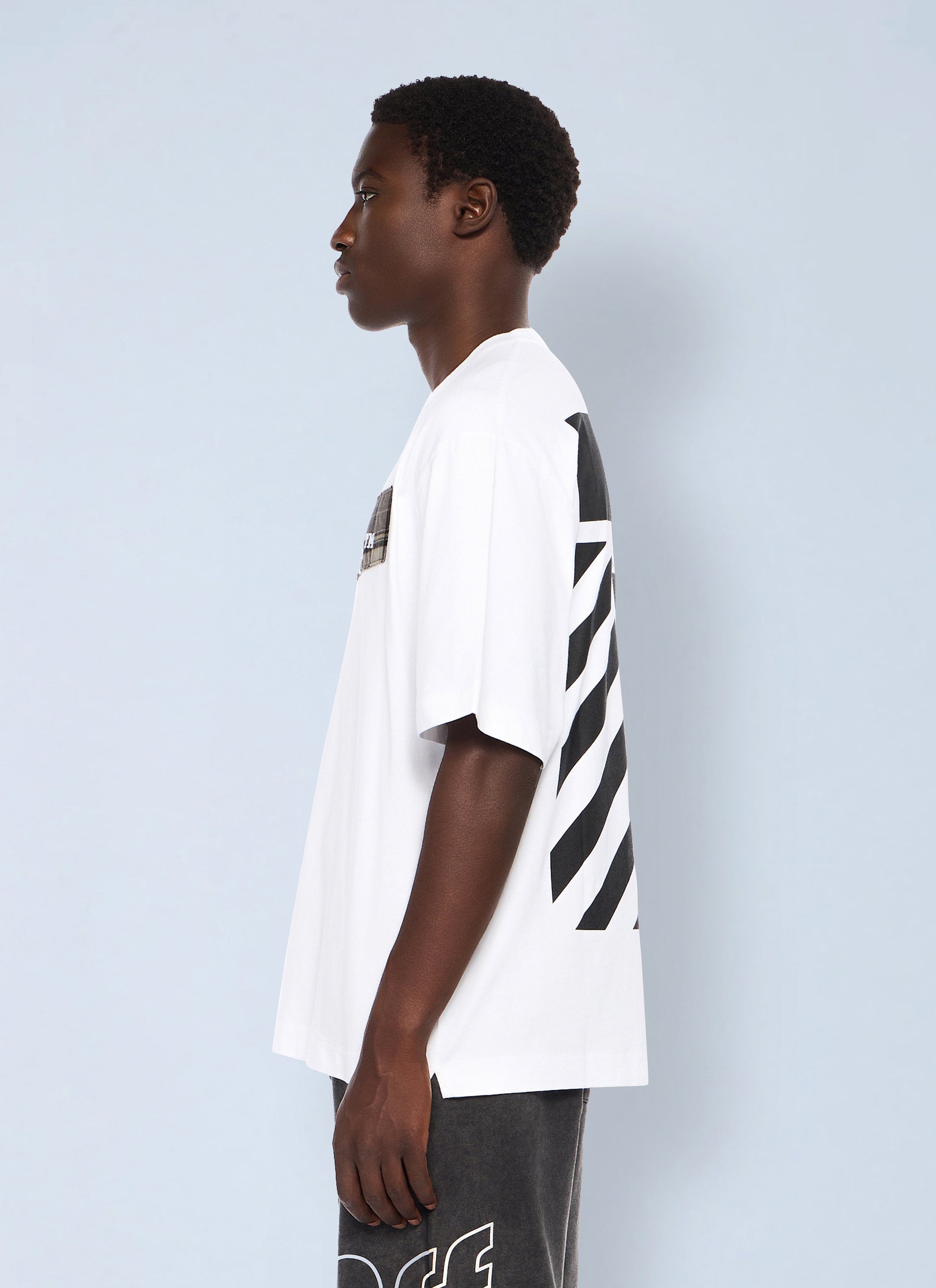 Off-White Men Flannel Diagonal Skate Logo T-Shirt OFF-WHITE