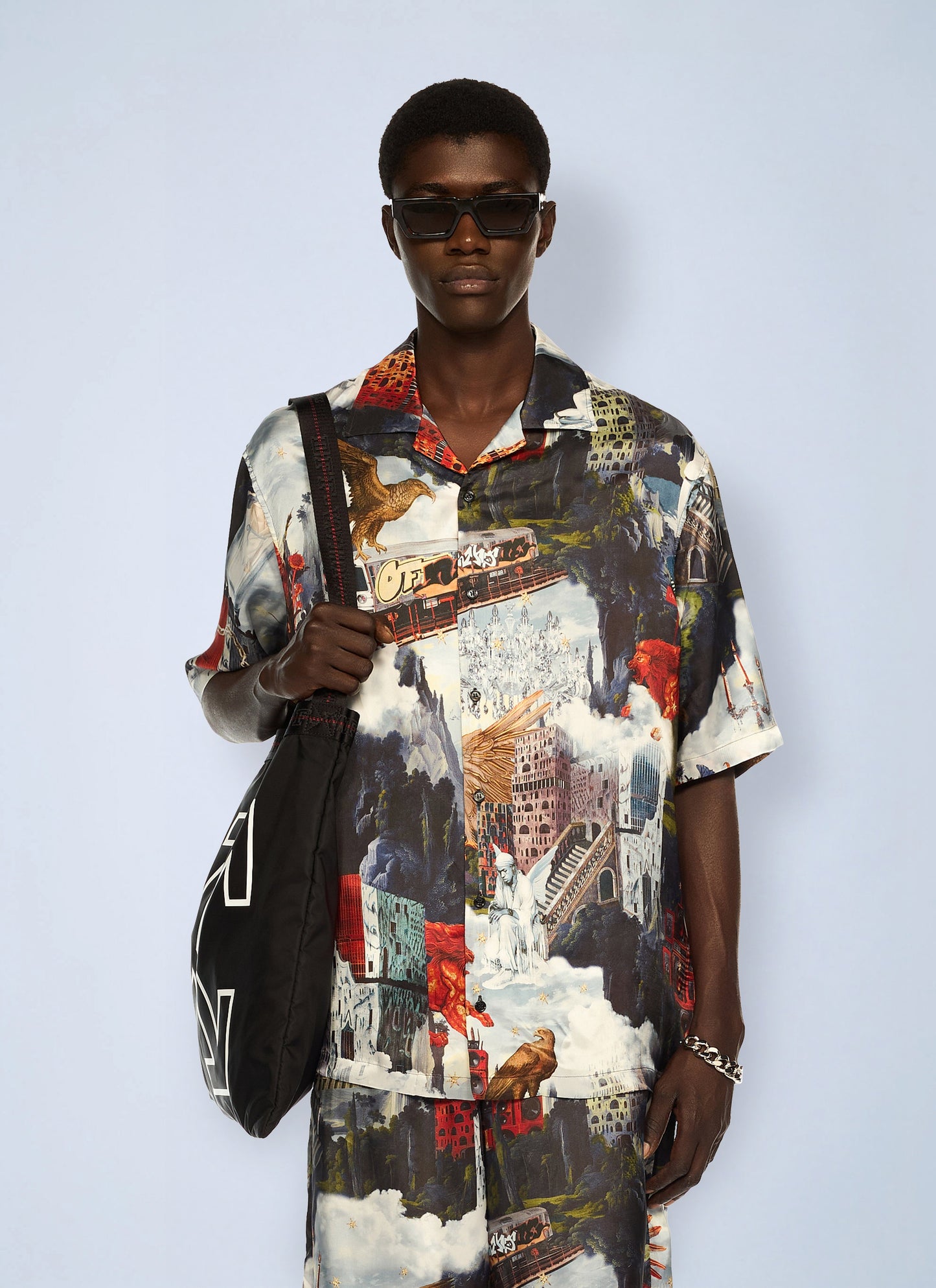 Off-White Men World Paint Viscose Bowling Shirt OFF-WHITE