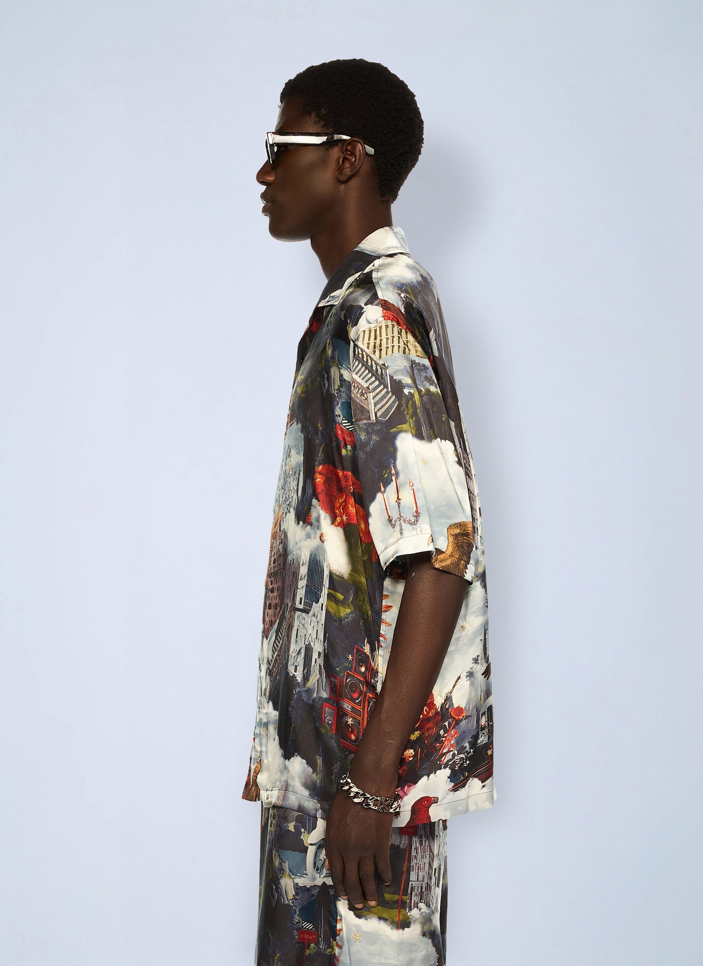 Off-White Men World Paint Viscose Bowling Shirt OFF-WHITE