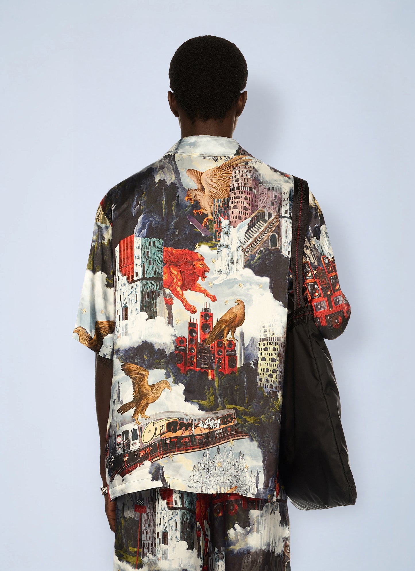 Off-White Men World Paint Viscose Bowling Shirt OFF-WHITE