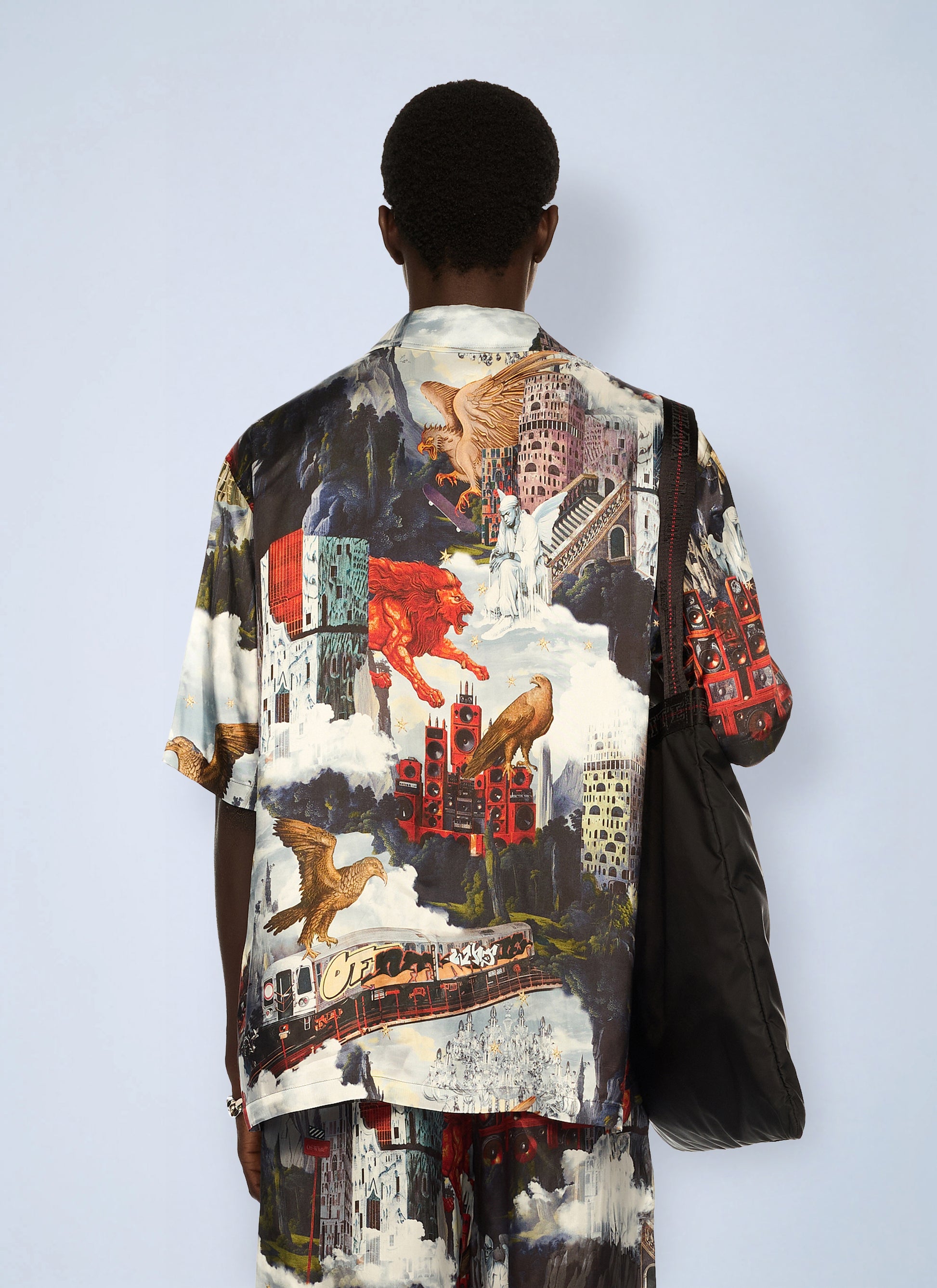 Off-White Men World Paint Viscose Bowling Shirt OFF-WHITE