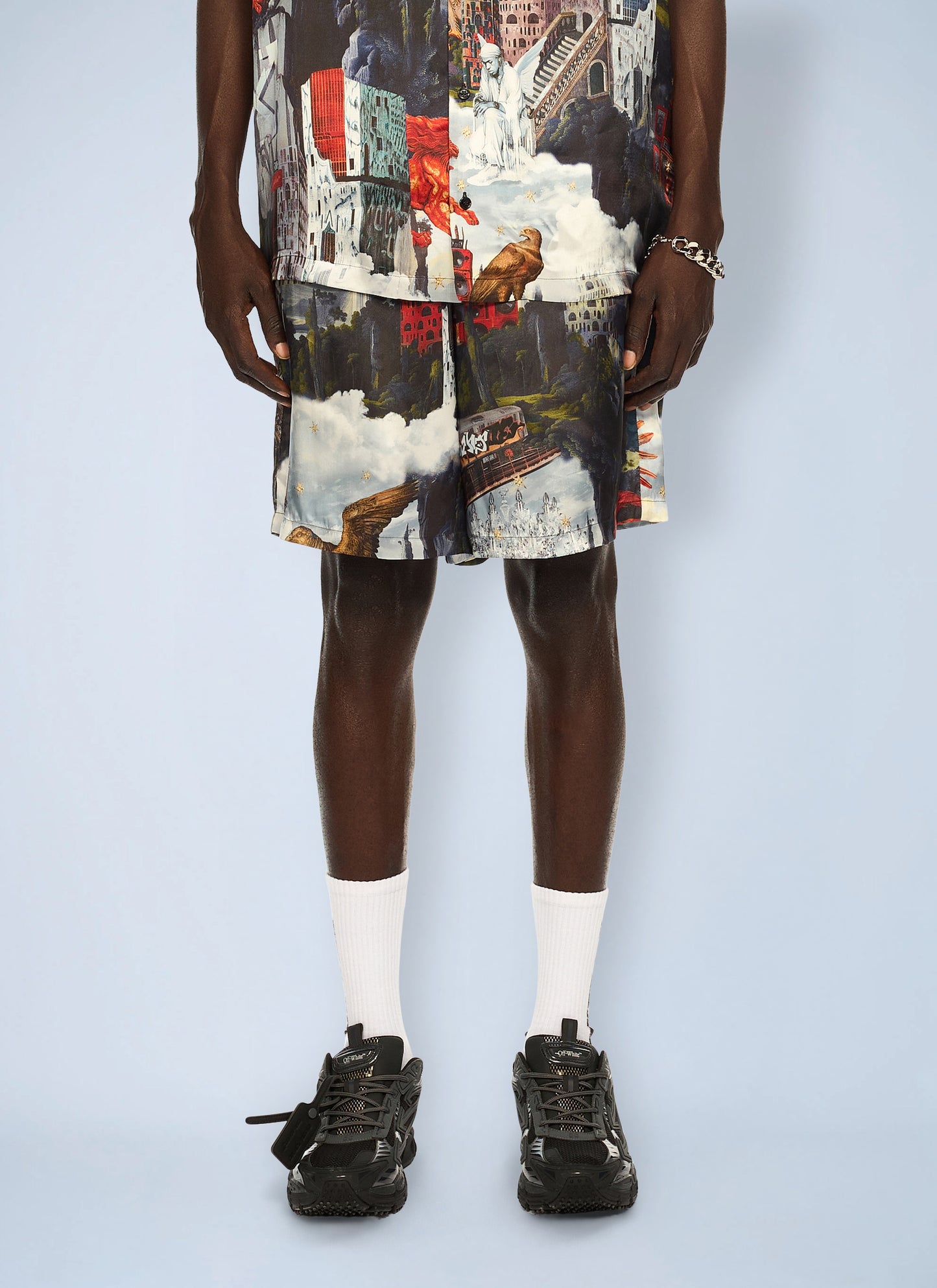 Off-White Men World Paint Viscose Bowling Shorts OFF-WHITE