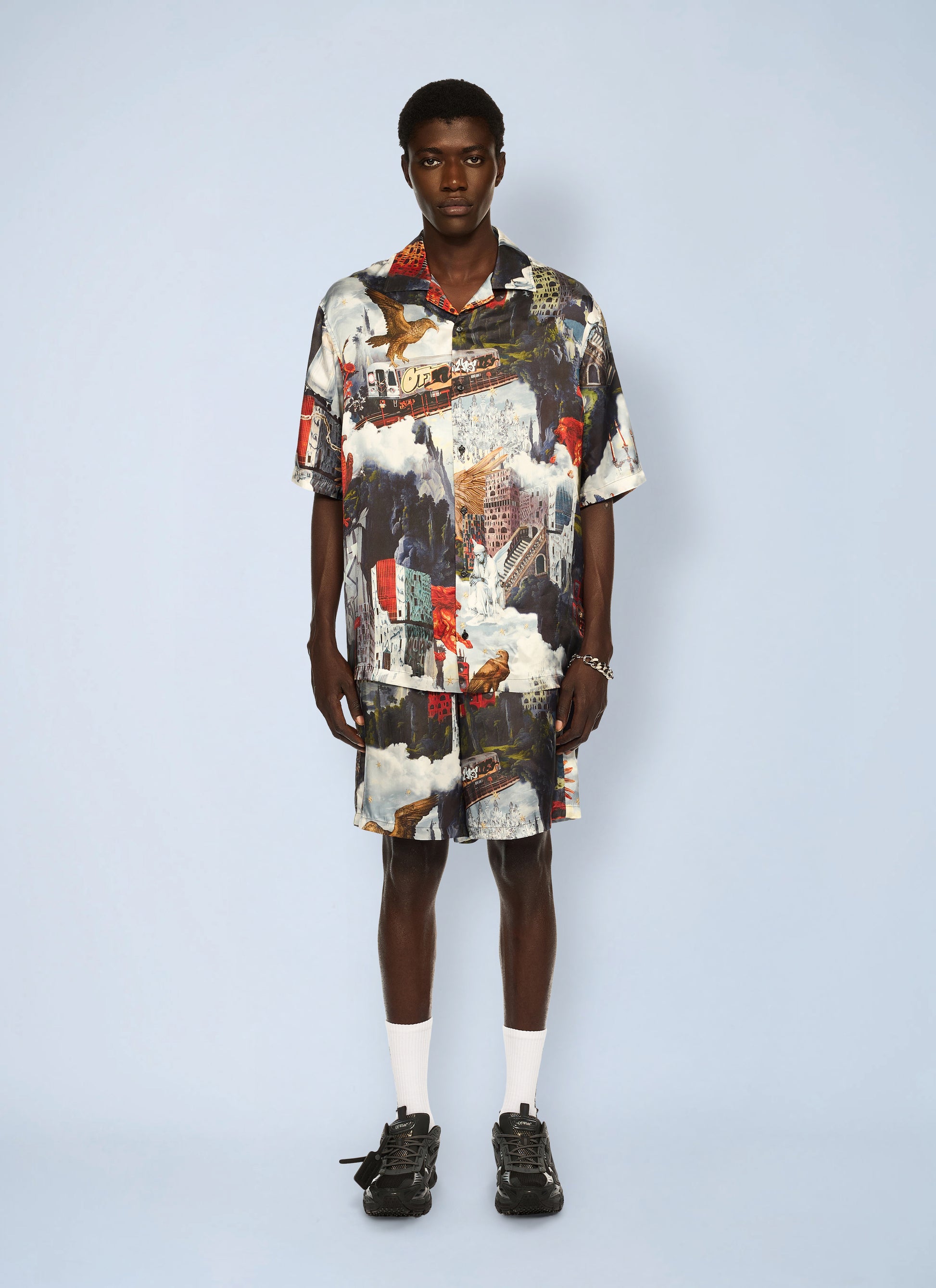 Off-White Men World Paint Viscose Bowling Shorts OFF-WHITE