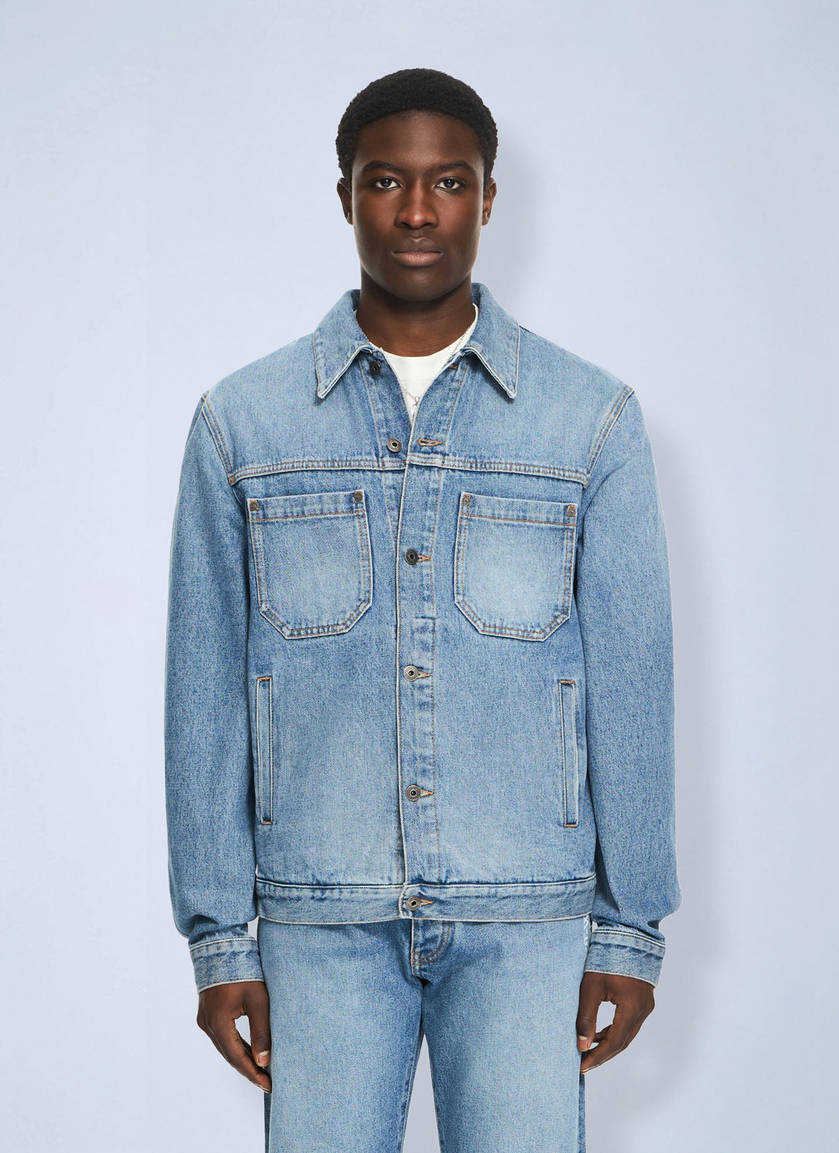 Off-White Men Half Arrow Denim Skate Jacket OFF-WHITE