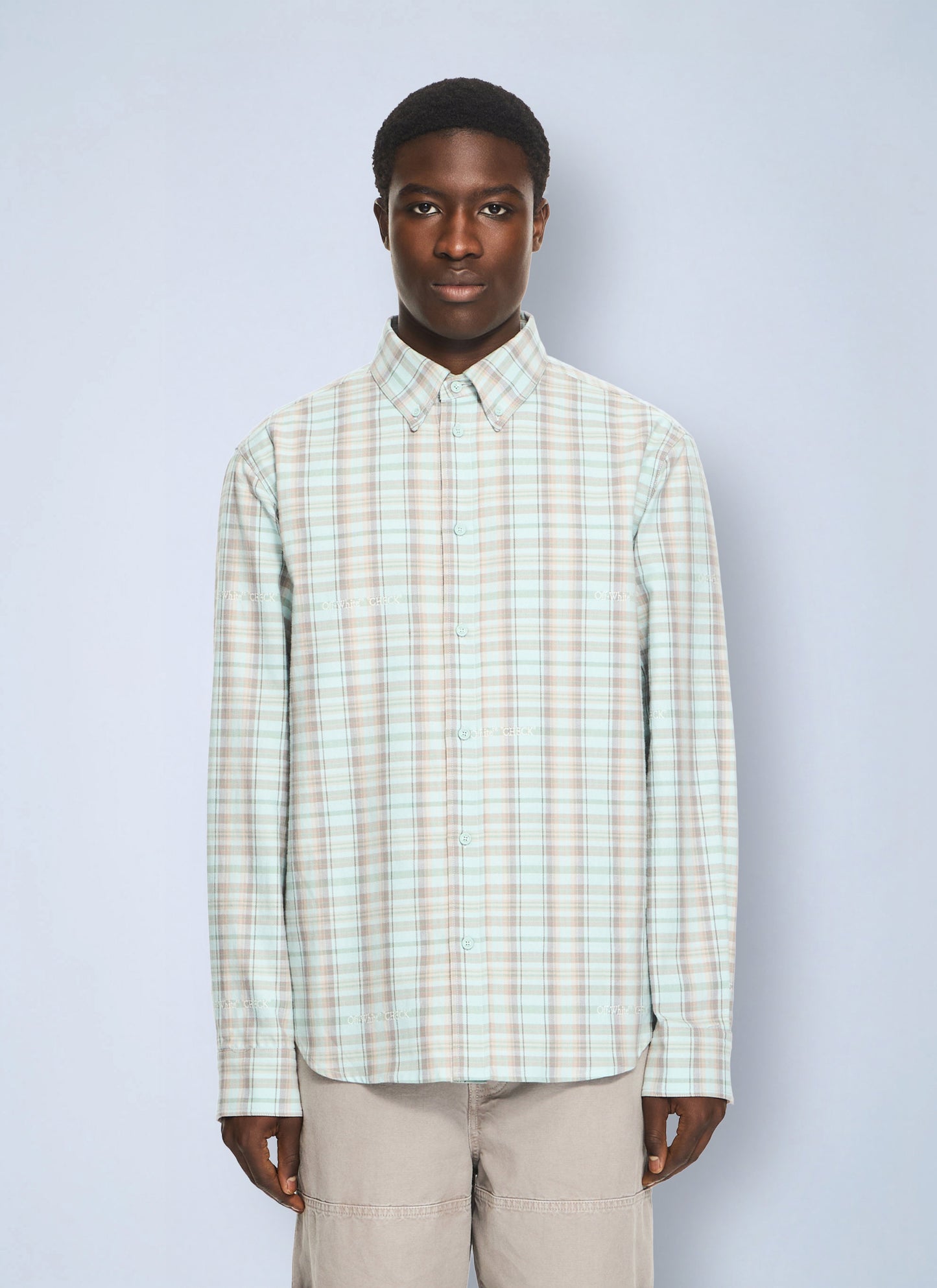 Off-White Men Marker Check Flannel Regular Shirt OFF-WHITE