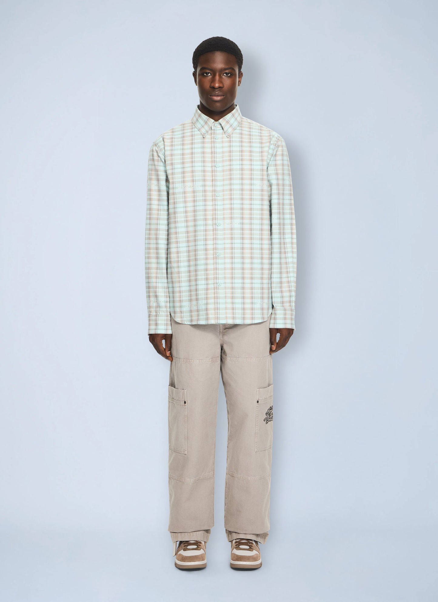 Off-White Men Marker Check Flannel Regular Shirt OFF-WHITE