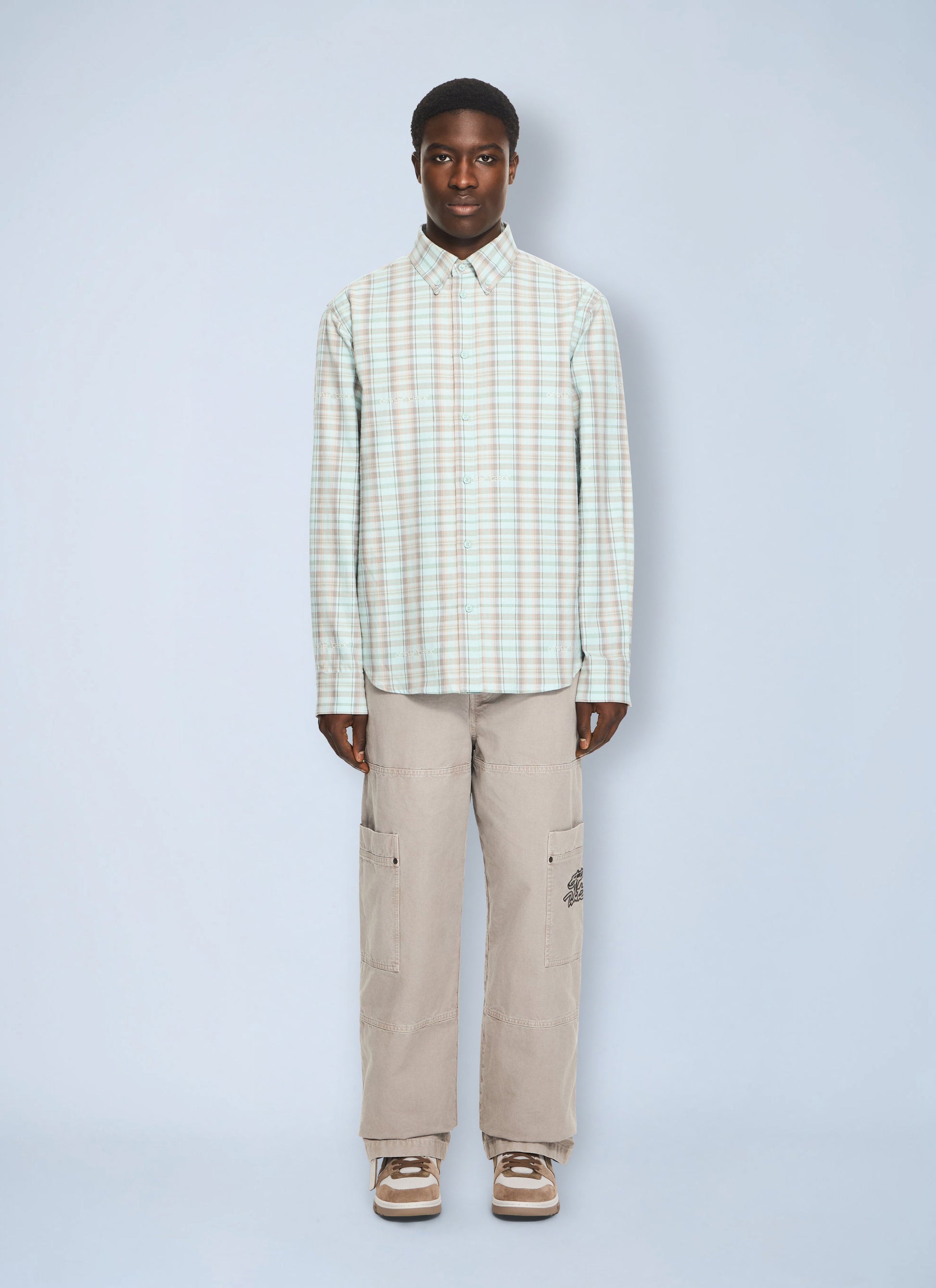 Off-White Men Marker Check Flannel Regular Shirt OFF-WHITE