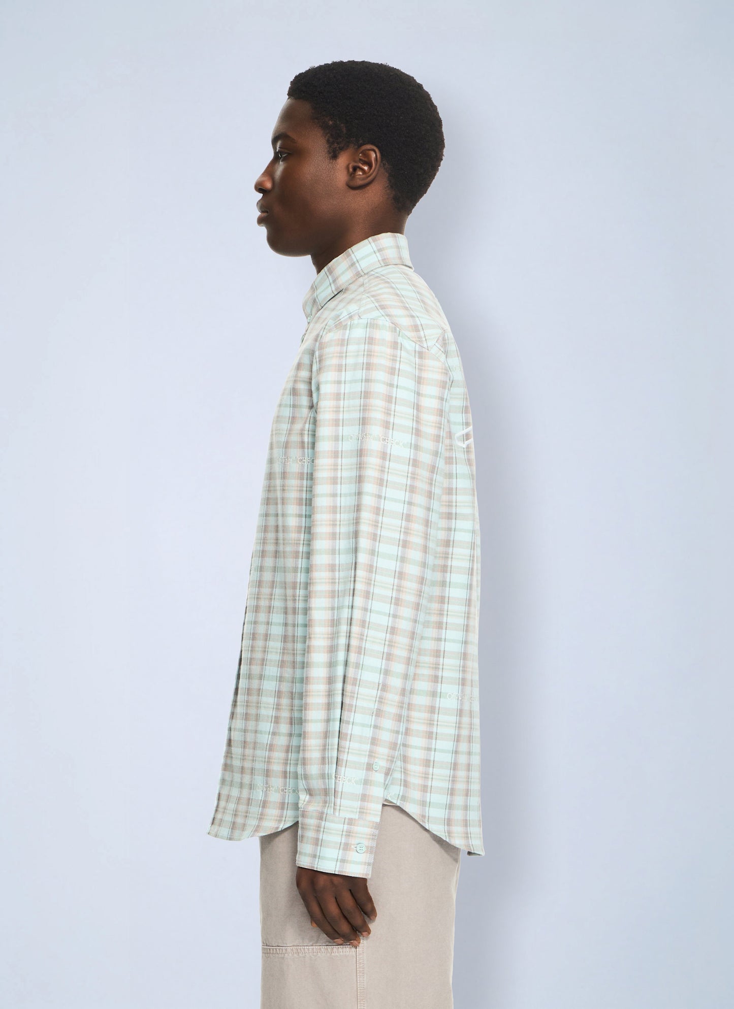 Off-White Men Marker Check Flannel Regular Shirt OFF-WHITE