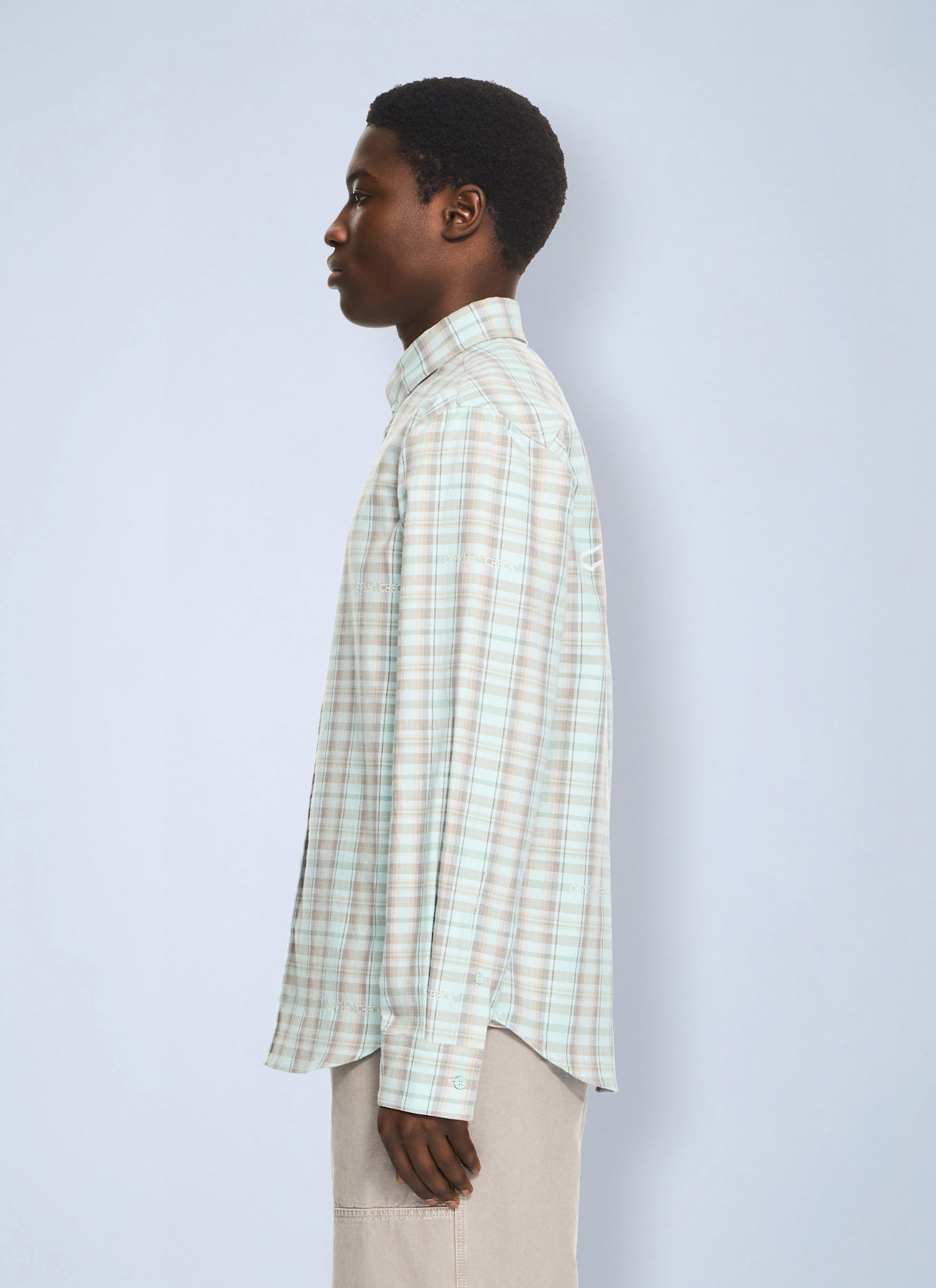 Off-White Men Marker Check Flannel Regular Shirt OFF-WHITE