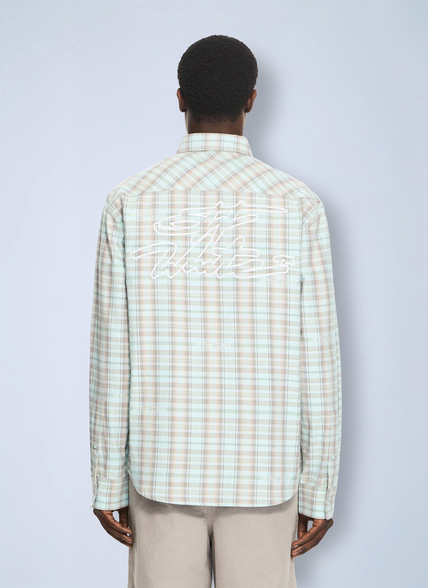 Off-White Men Marker Check Flannel Regular Shirt OFF-WHITE