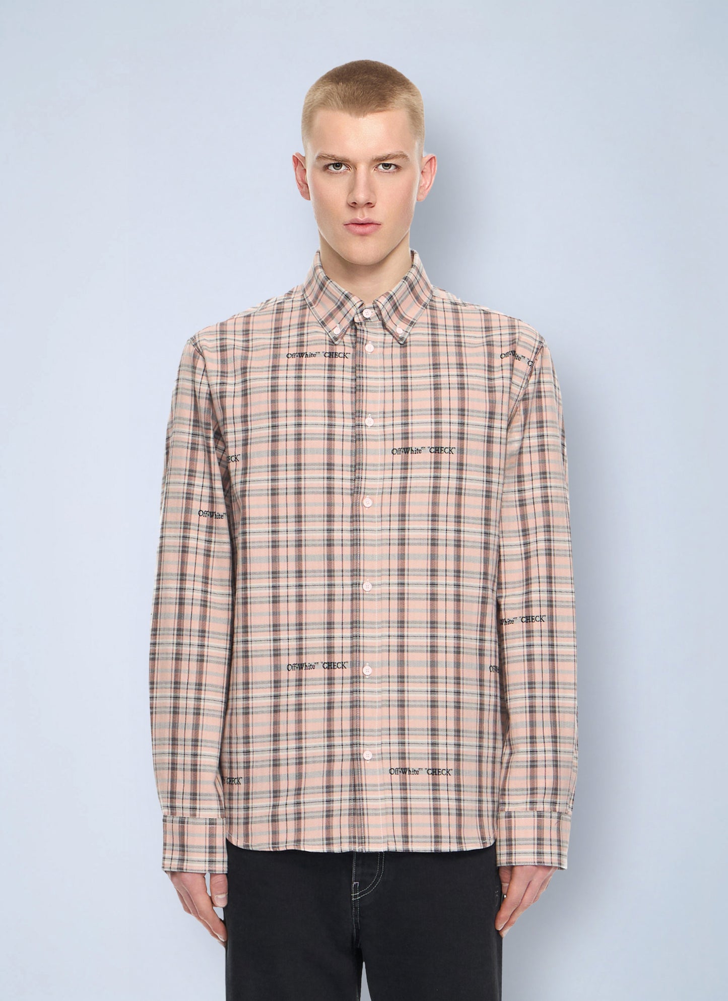Off-White Men Marker Check Flannel Shirt OFF-WHITE