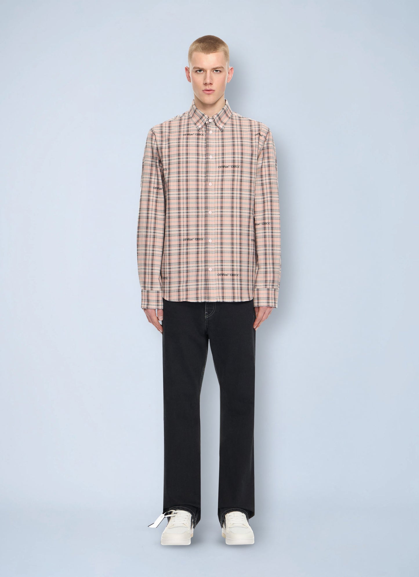 Off-White Men Marker Check Flannel Shirt OFF-WHITE