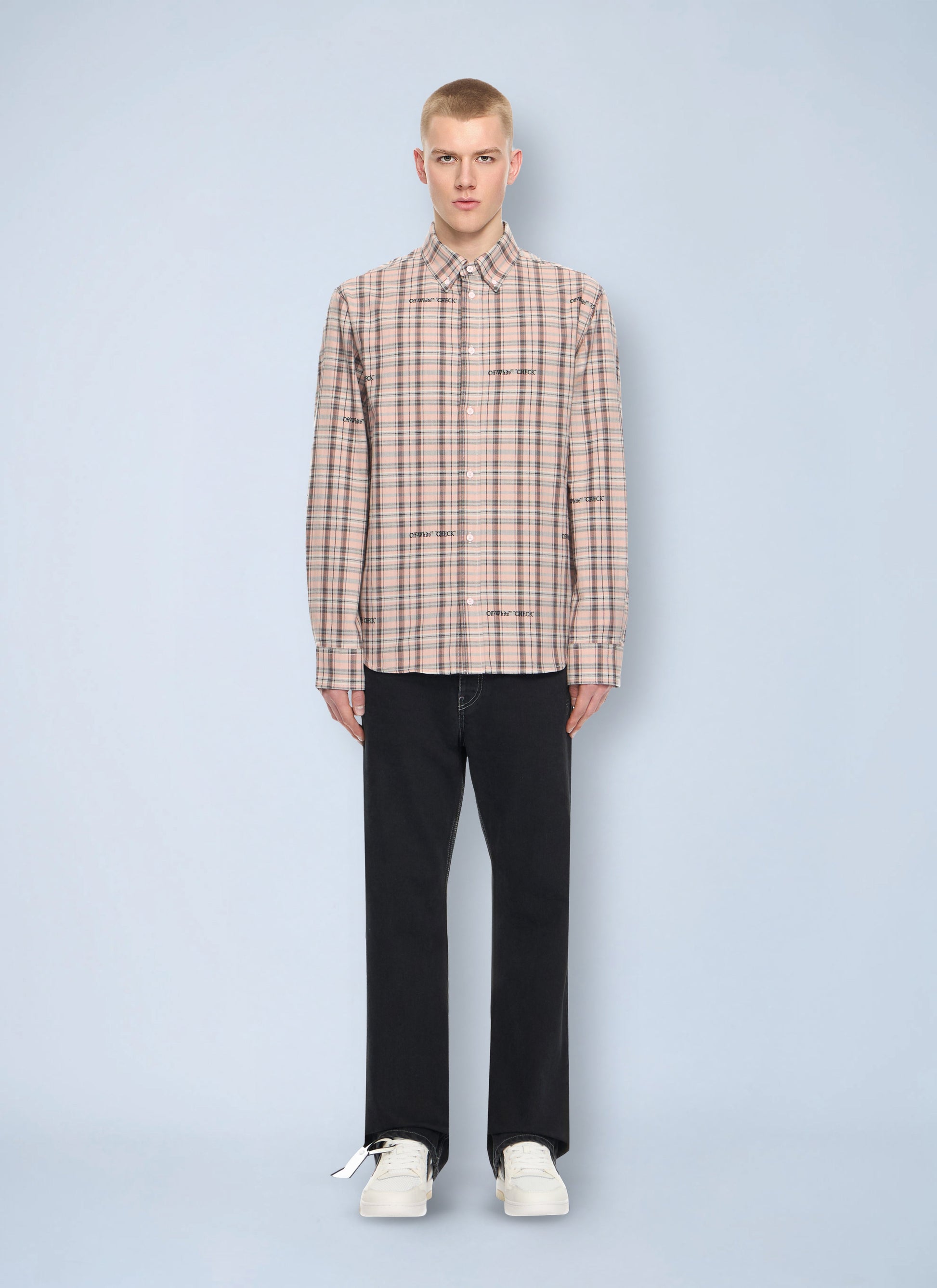 Off-White Men Marker Check Flannel Shirt OFF-WHITE