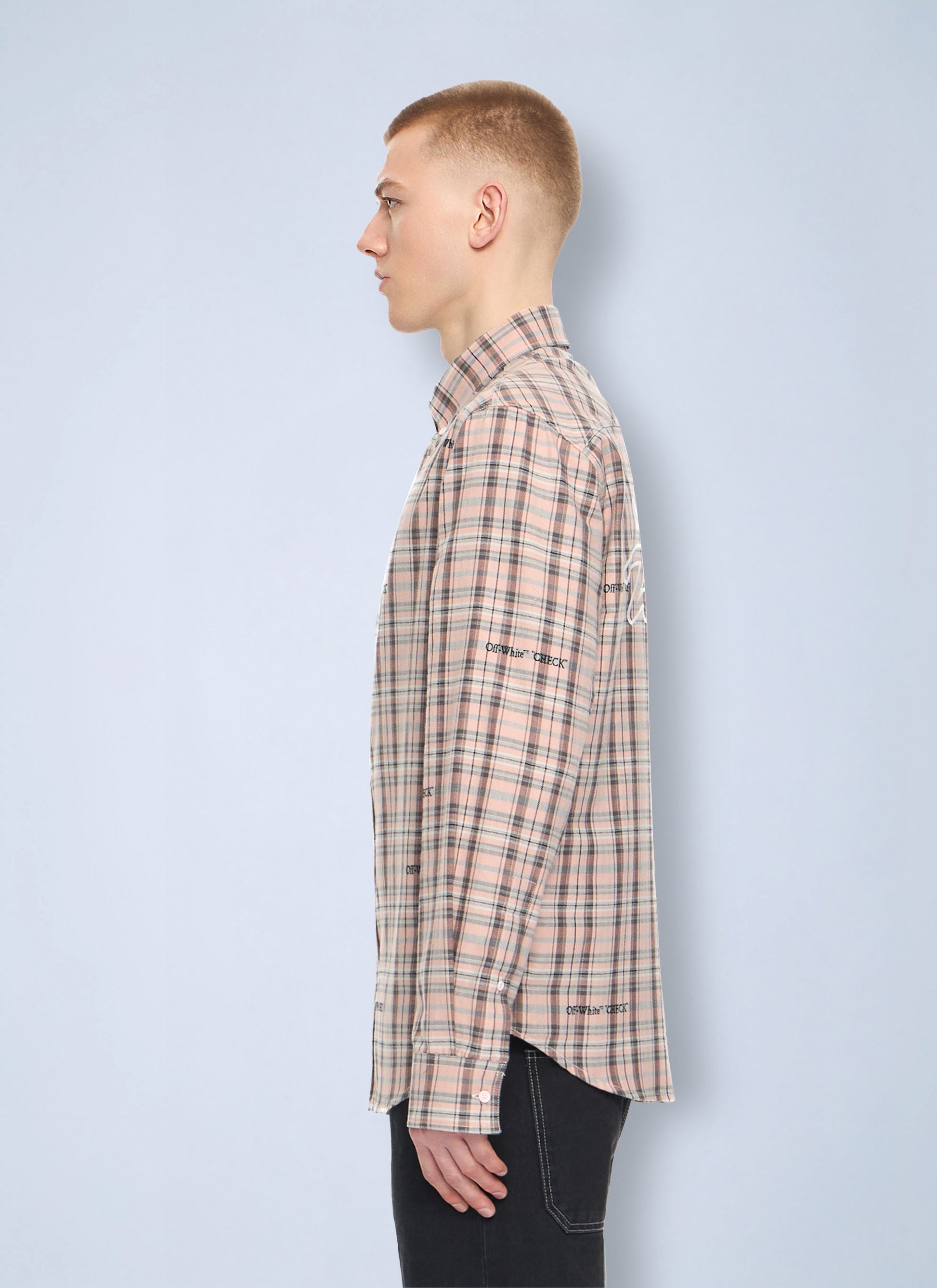 Off-White Men Marker Check Flannel Shirt OFF-WHITE