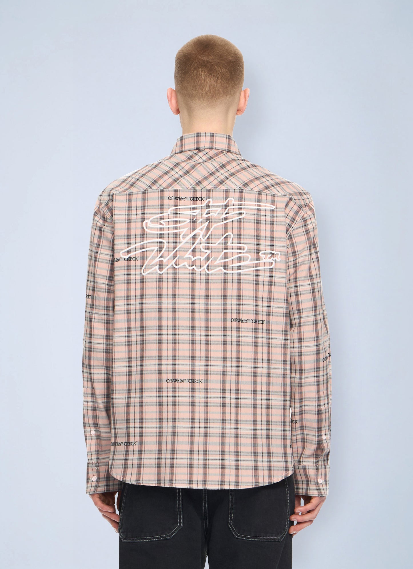 Off-White Men Marker Check Flannel Shirt OFF-WHITE