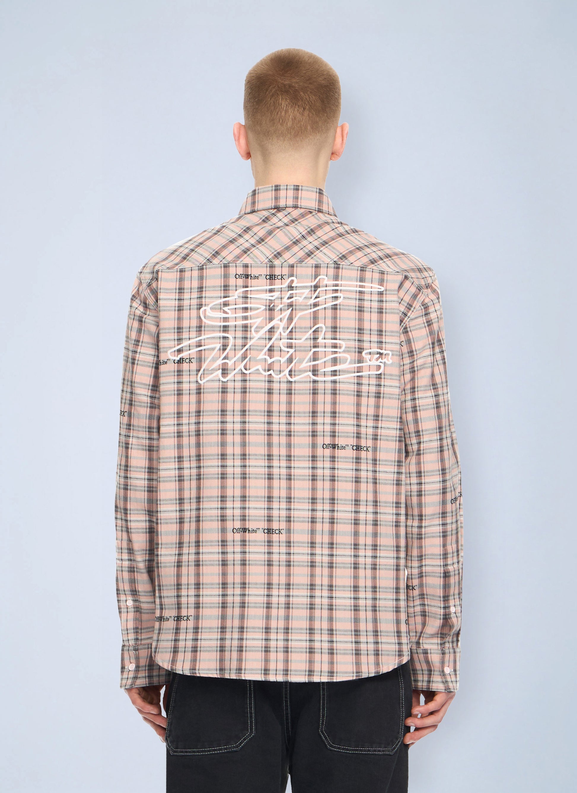 Off-White Men Marker Check Flannel Shirt OFF-WHITE