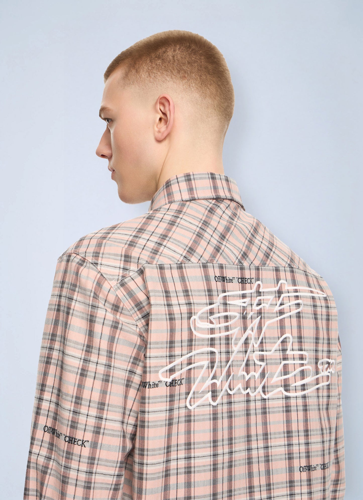 Off-White Men Marker Check Flannel Shirt OFF-WHITE
