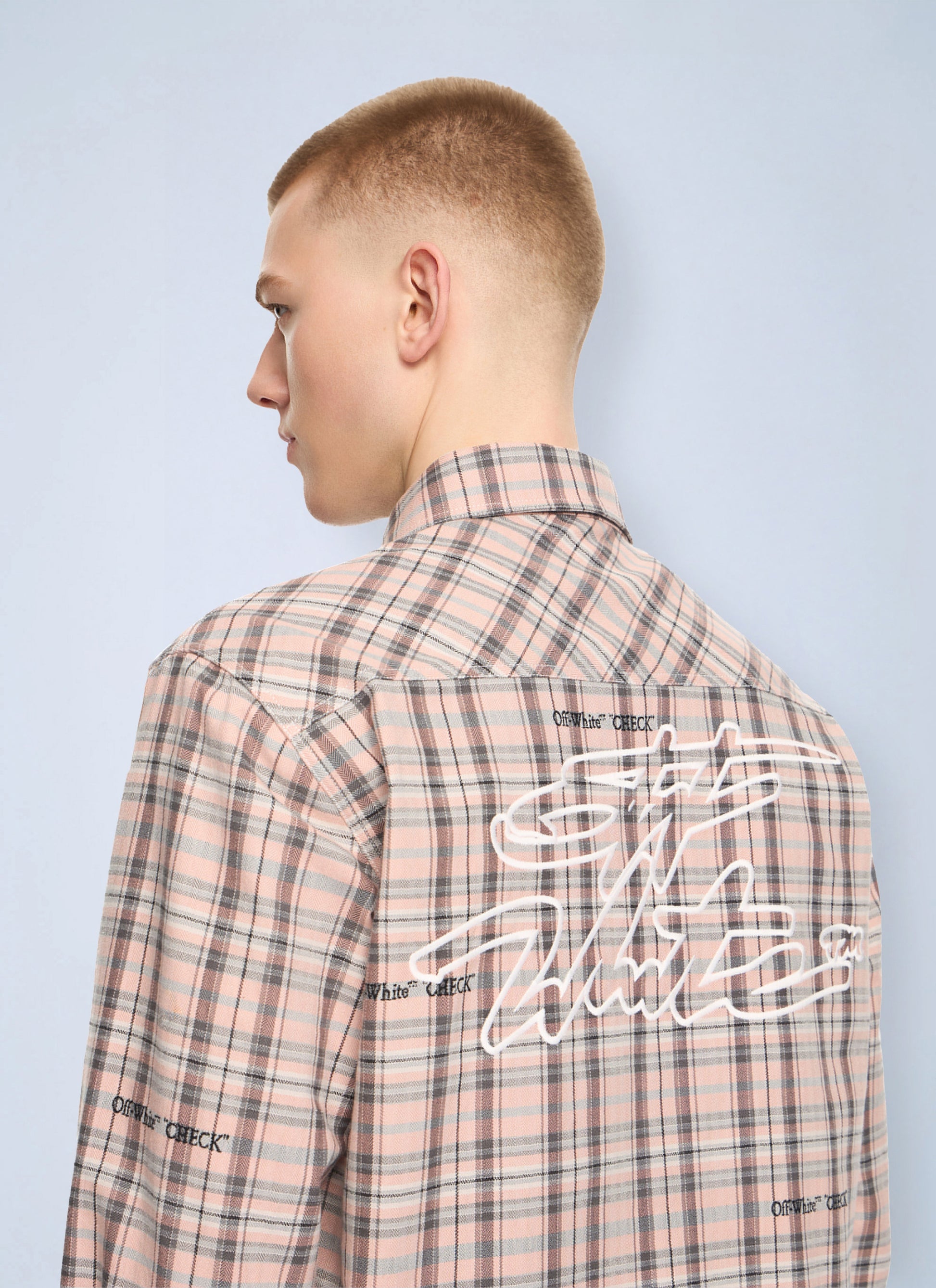Off-White Men Marker Check Flannel Shirt OFF-WHITE
