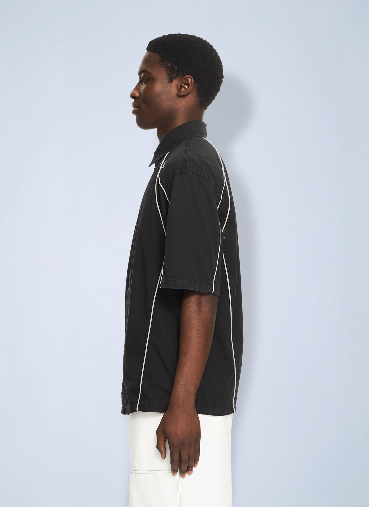 Off-White Men Garment-Dyed Sporty Bowling Shirt