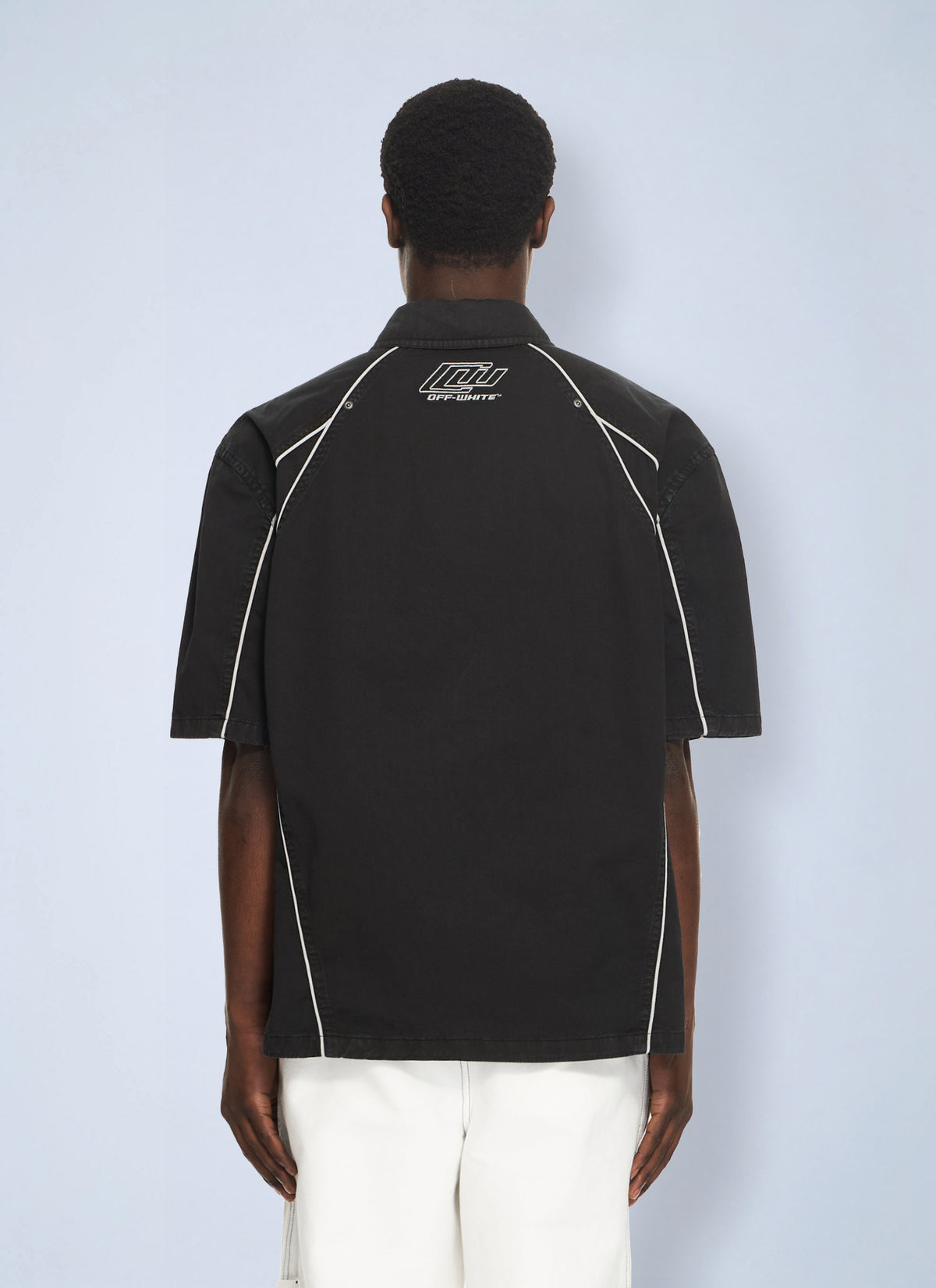 Off-White Men Garment-Dyed Sporty Bowling Shirt