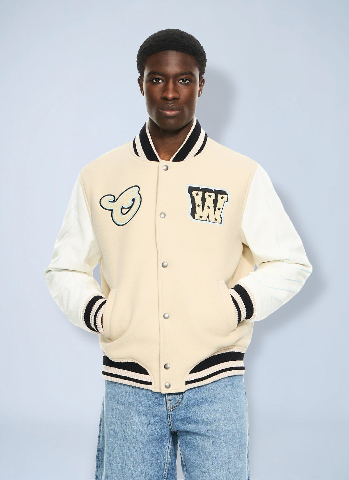 Off-White Men Star Logo Varsity Jacket OFF-WHITE