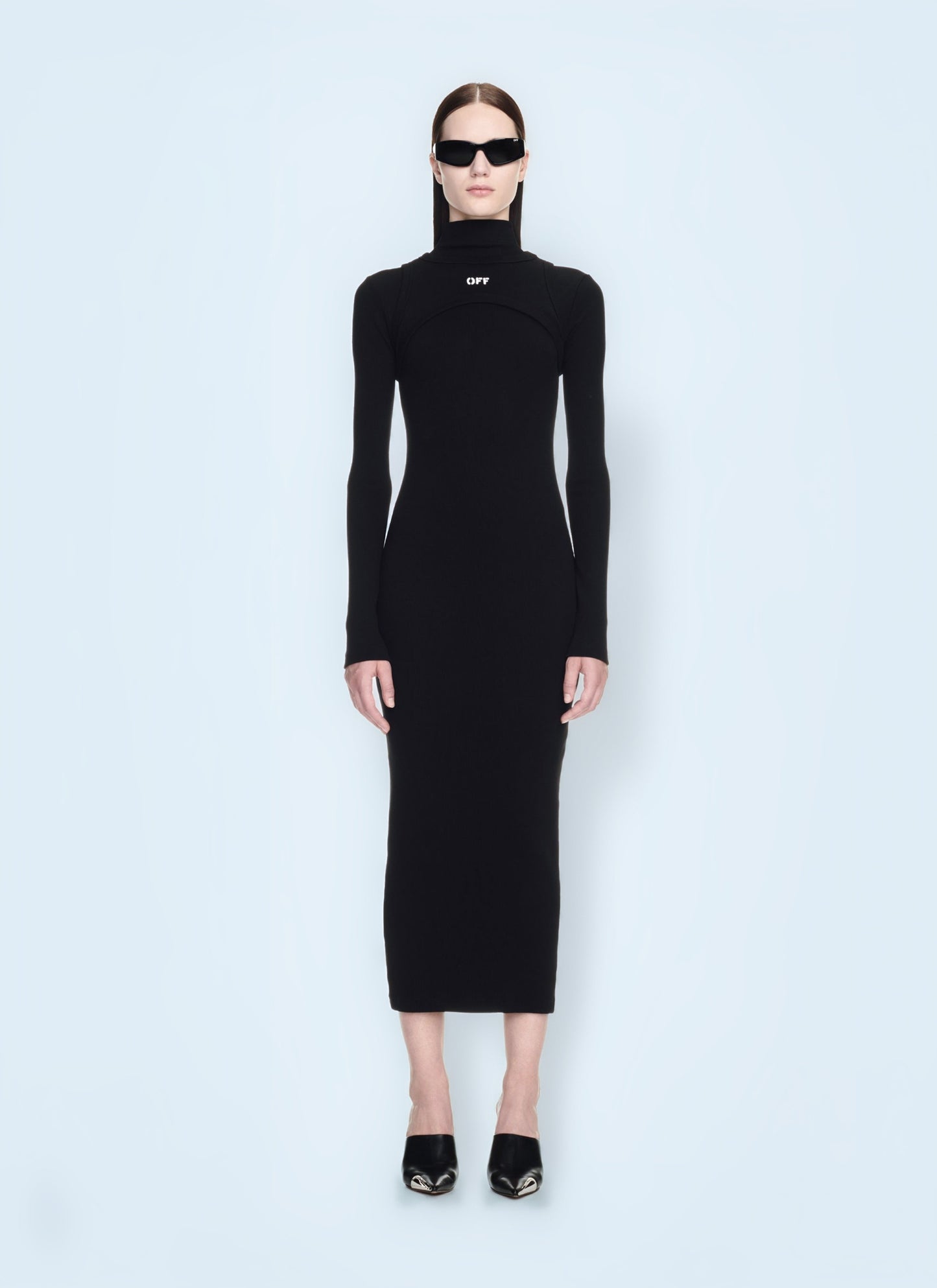 Off White Women Off Stamp Ribbed Midi Dress OFF-WHITE