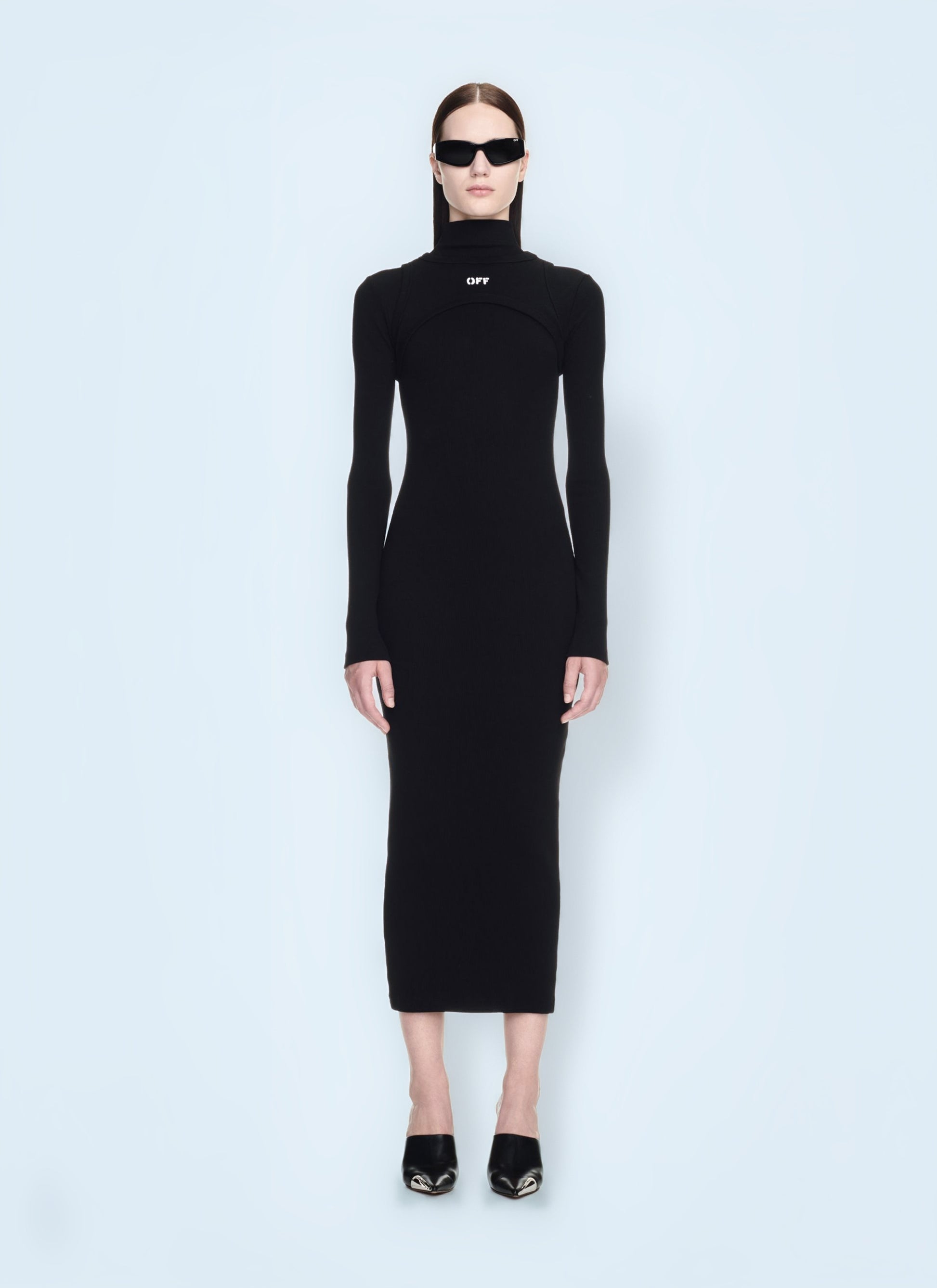 Off White Women Off Stamp Ribbed Midi Dress OFF-WHITE