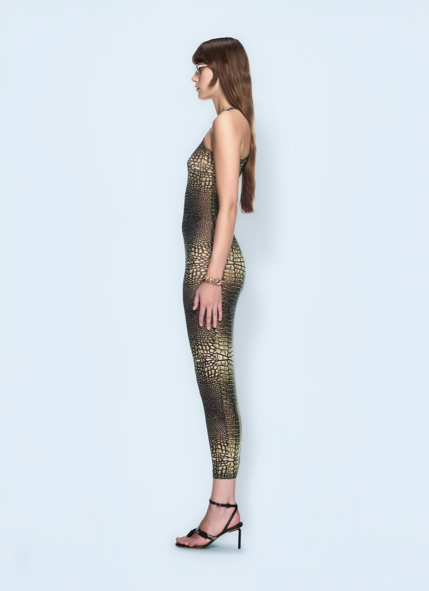 Off White Women Crocodile Mesh Racer Dress OFF-WHITE