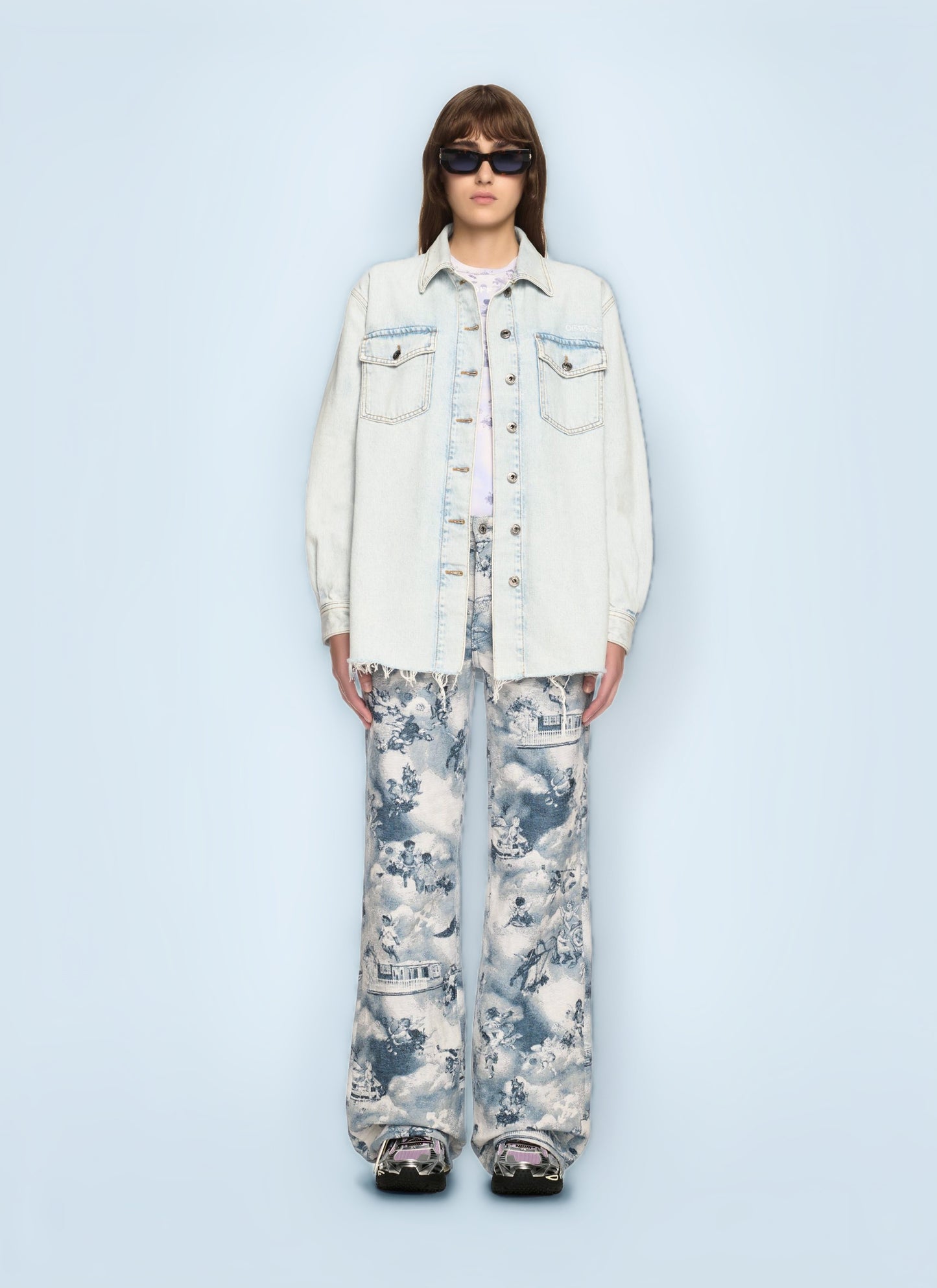 Off White Women Fresco Arrow Denim Shirt Jacket OFF-WHITE