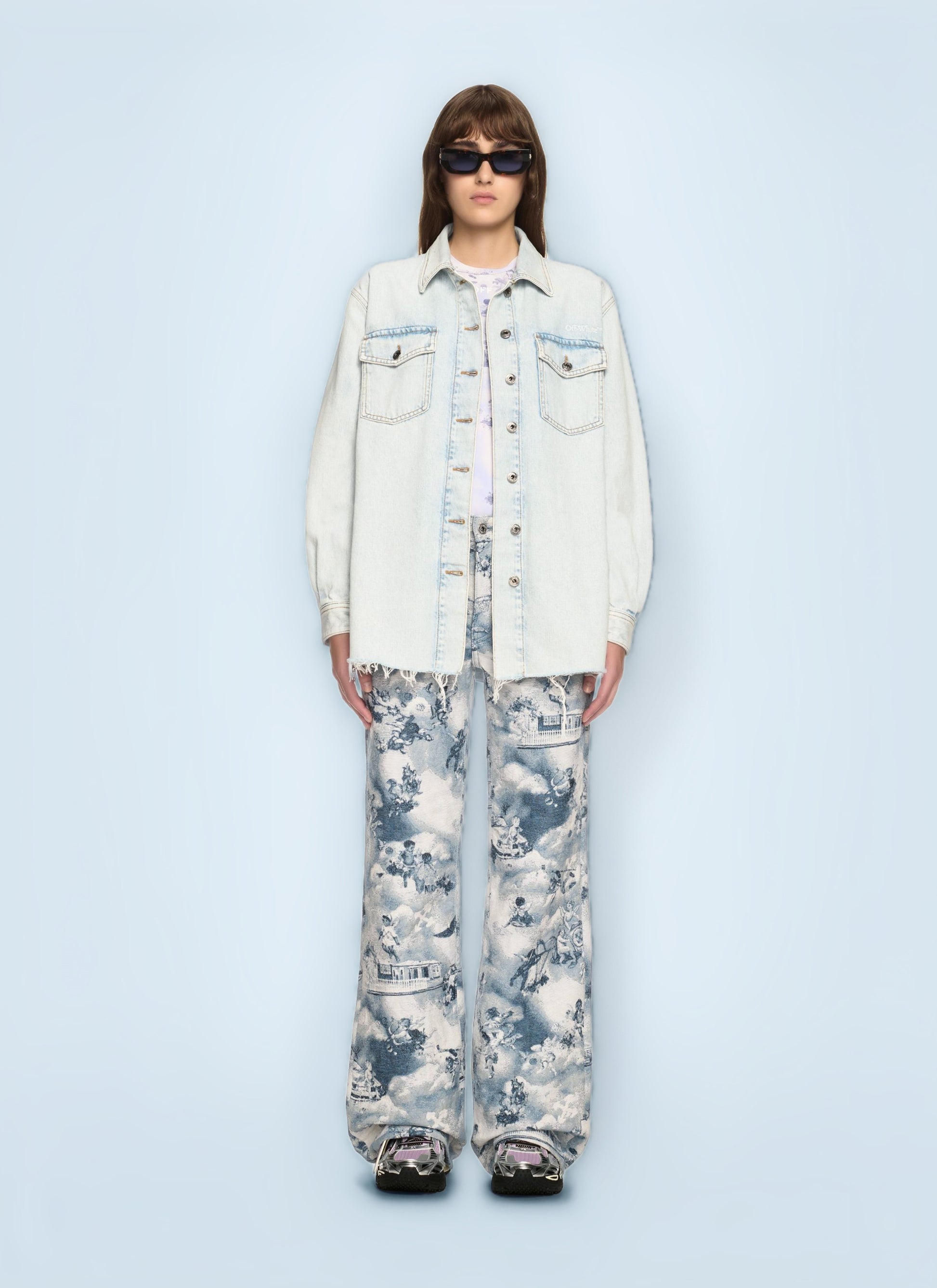 Off White Women Fresco Arrow Denim Shirt Jacket OFF-WHITE